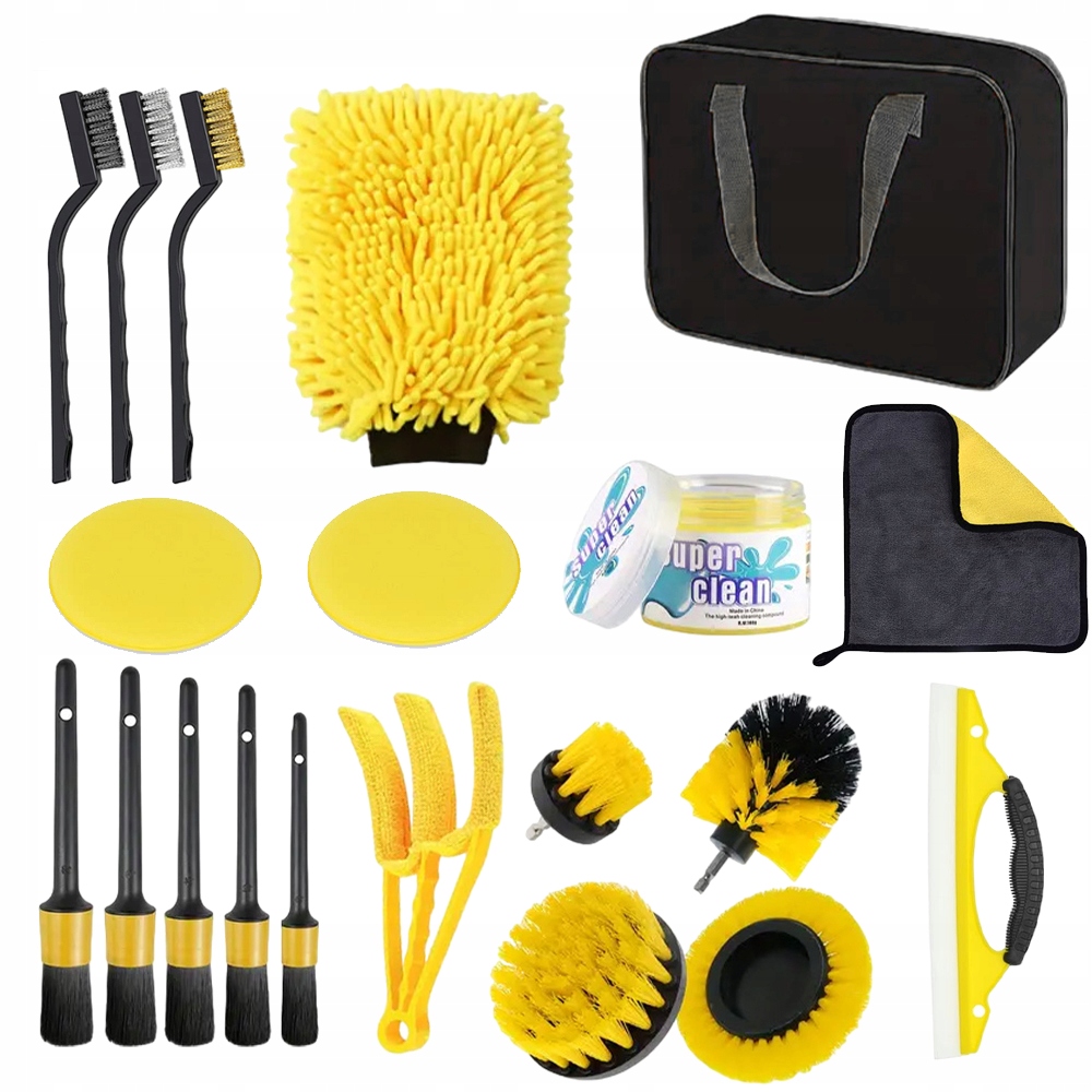 ZESTAW DO DETAILINGU CZYSZCZENIA MYCIA SAMOCHODU AUTA PĘDZLE SZCZOTKI