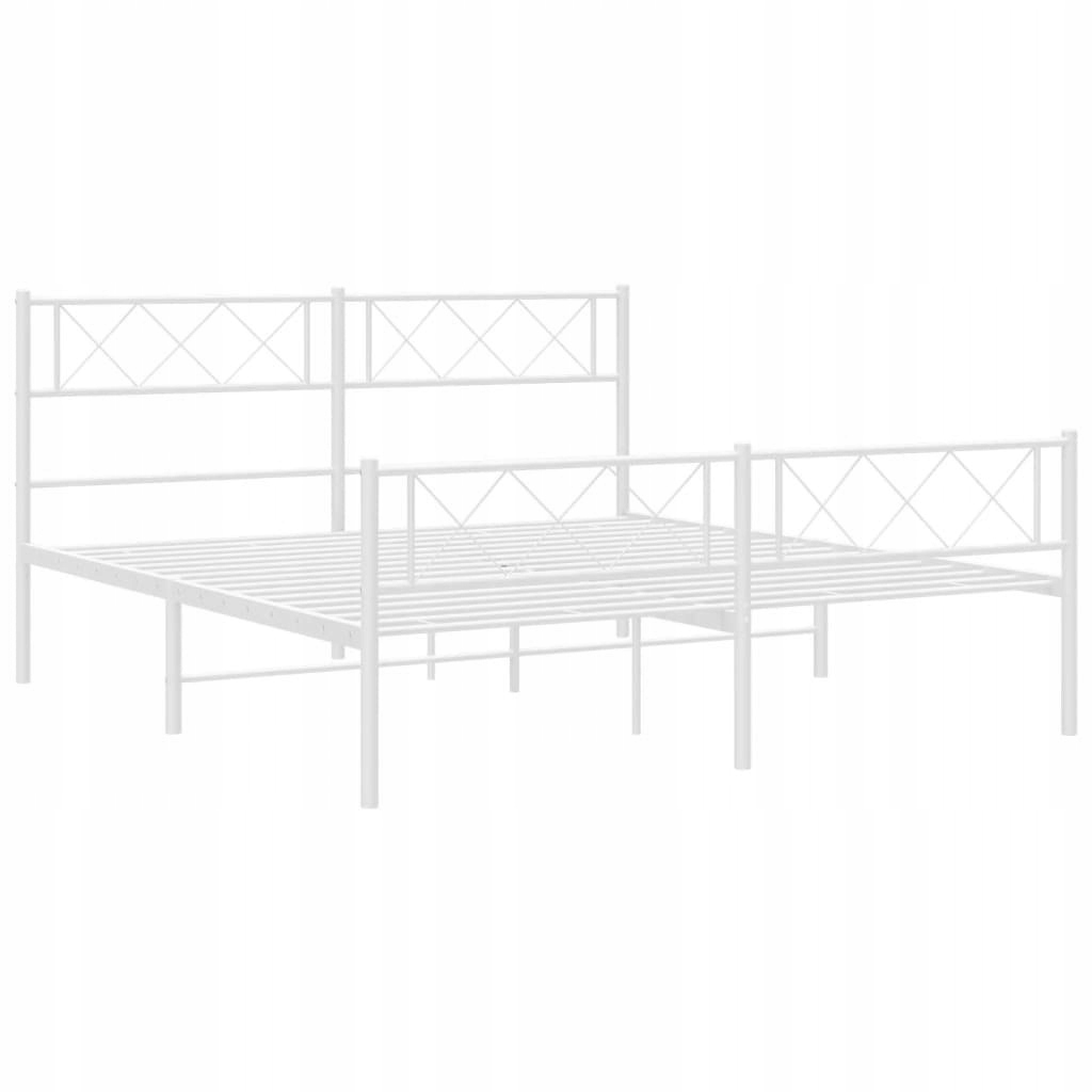 Metalowa rama łóżka z wezgłowiem i zanóżkiem, biała, 120x190 cm Lumarko! Regulacja bez regulacji