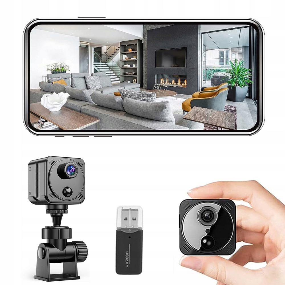 Mini Špionážní Kamera Wifi Hd Diskrétní Noční Režim Detekce Pohybu