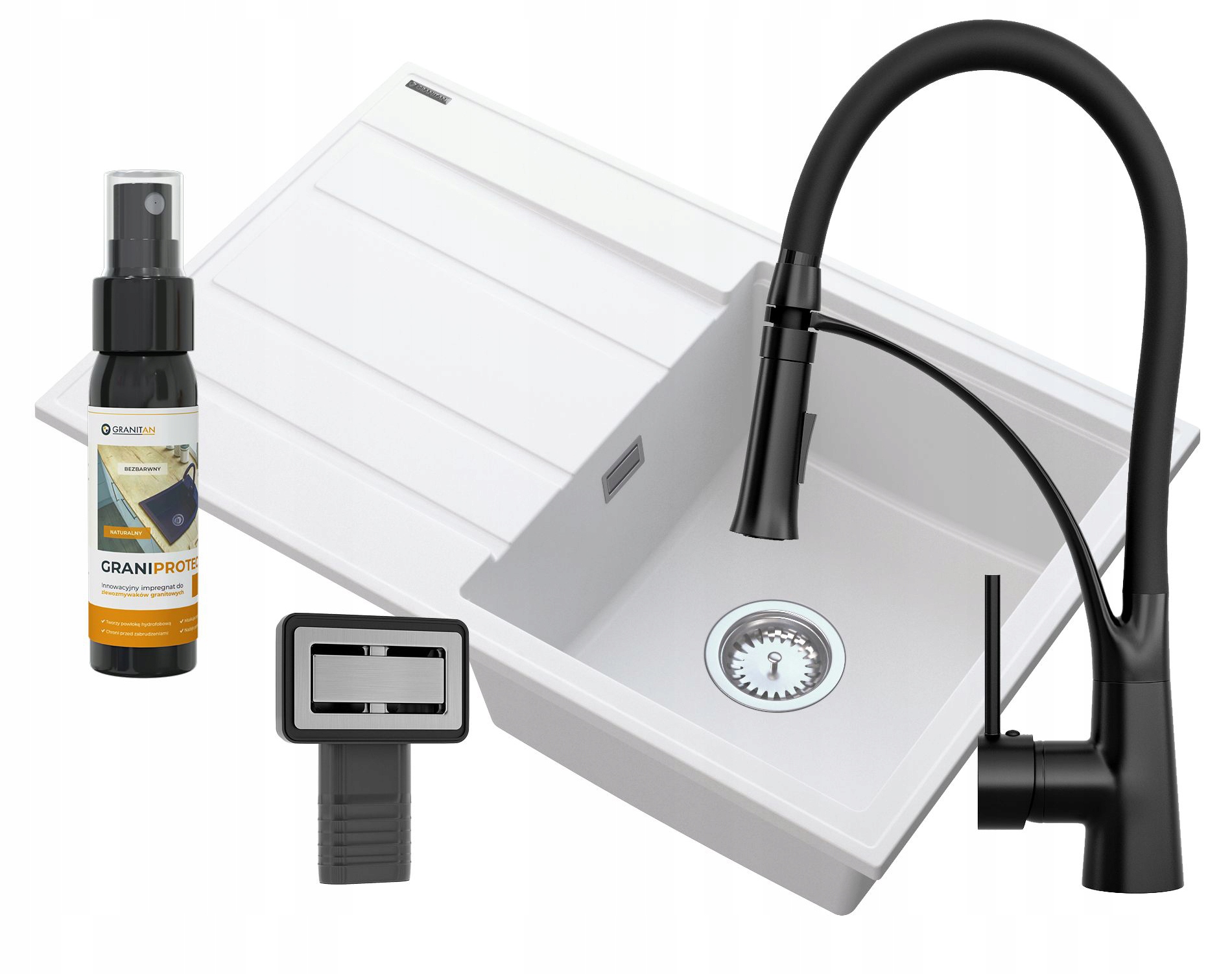 Granitový Dřez S Bílým Kohoutkem, Sada Timor