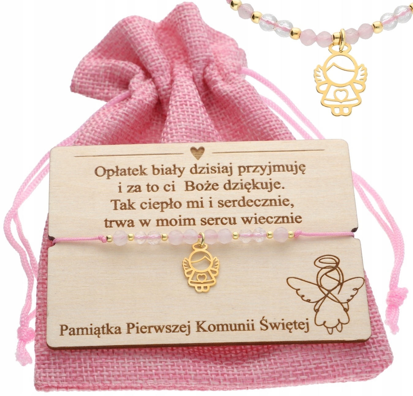 Památka prvního svatého přijímání Náramek Anděl přírodní kameny