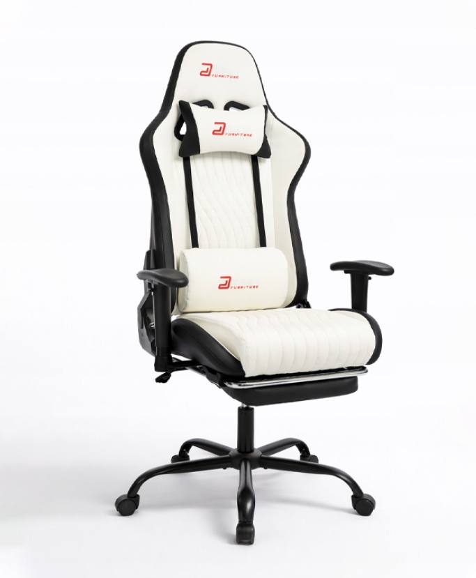 Fotel Gamingowy Biały Dla Gracza Regulowana Wysokość Meble Gamingowe