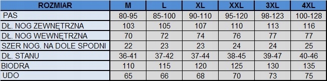 SPODNIE BOJÓWKI CZARNE PAS 80-95 CM r. M Długość nogawki długa