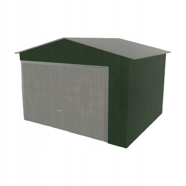 Plechová garáž 3.5 x 3 m jednopolohová, dvouspádová, zelená