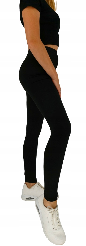 Leginsy DŁUGIE getry damskie CZARNY BAMBUSOWE *M* Rozmiar M