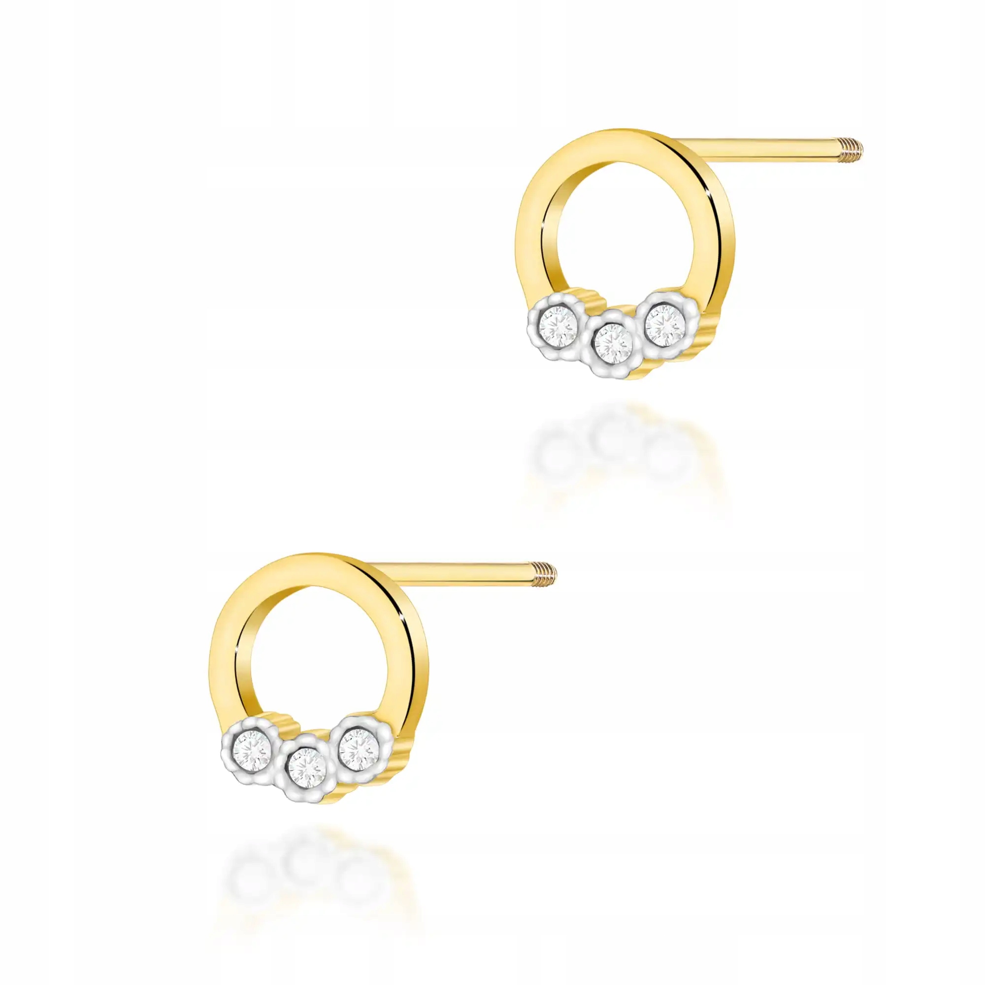 Dámské zlaté Náušnice 585 s lesklými diamanty, elegantní, jako dárek