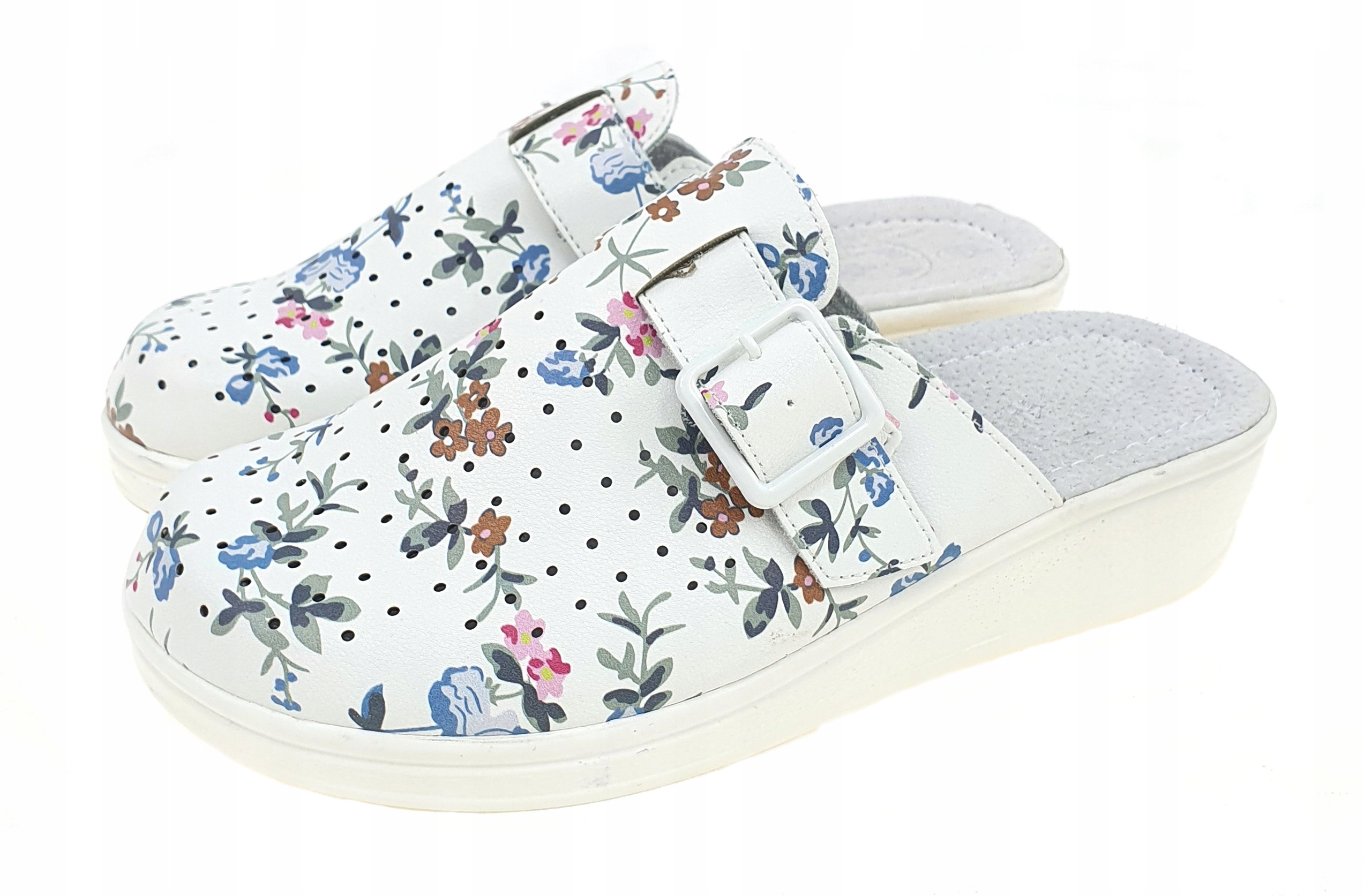 100% Skóra Naturalna Klapki Medyczne Zakryte r.36