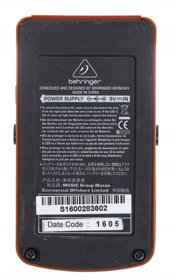 Efekt gitarowy Behringer UT300 Ultra Tremolo Waga produktu z opakowaniem jednostkowym 0.45 kg