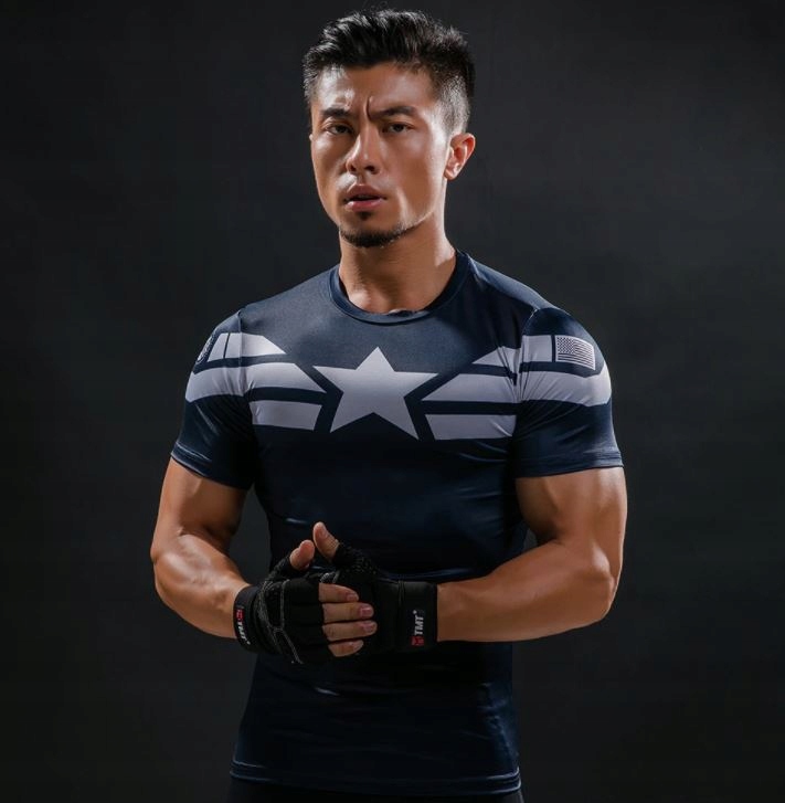 Koszulka termoaktywna siłownia KAPITAN AMERYKA Dekolt okrągły