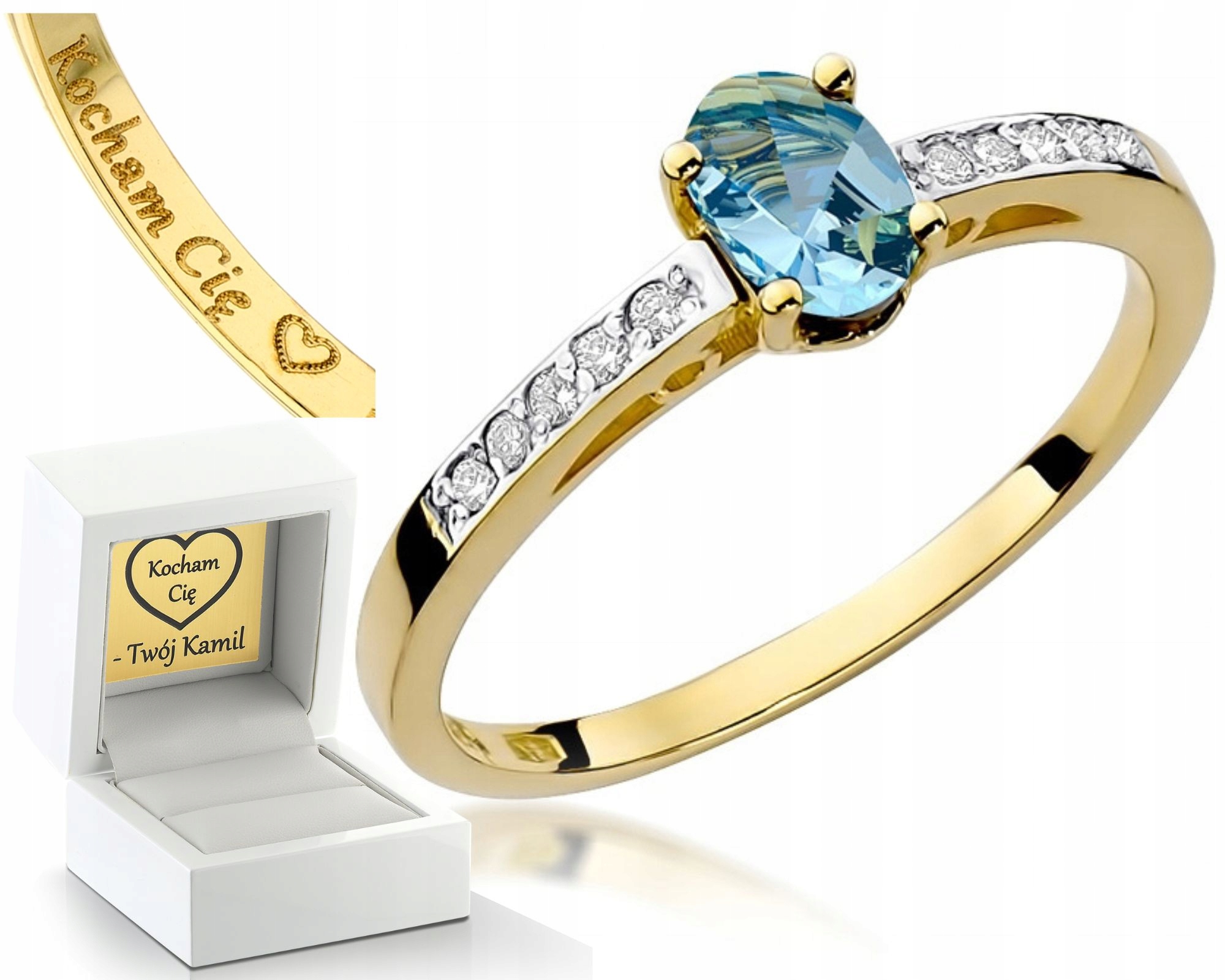 Prstýnek Topaz A Brilianty 585 Gravírování Bonus