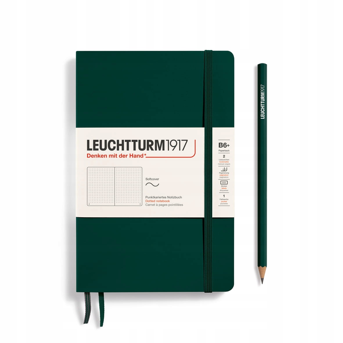Notatnik Leuchtturm1917 Paperback B6+, Kropki, Forest Green