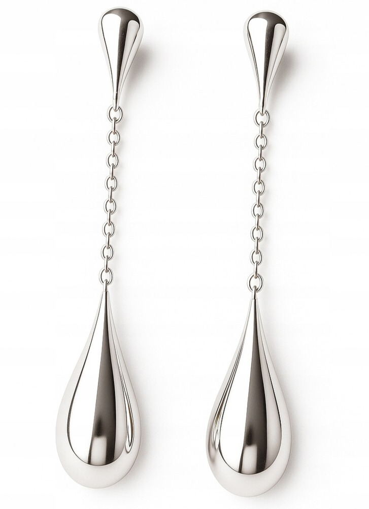 Dlouhé stříbrné náušnice s visícími kapkami pro ženy stříbro 925 šroubky