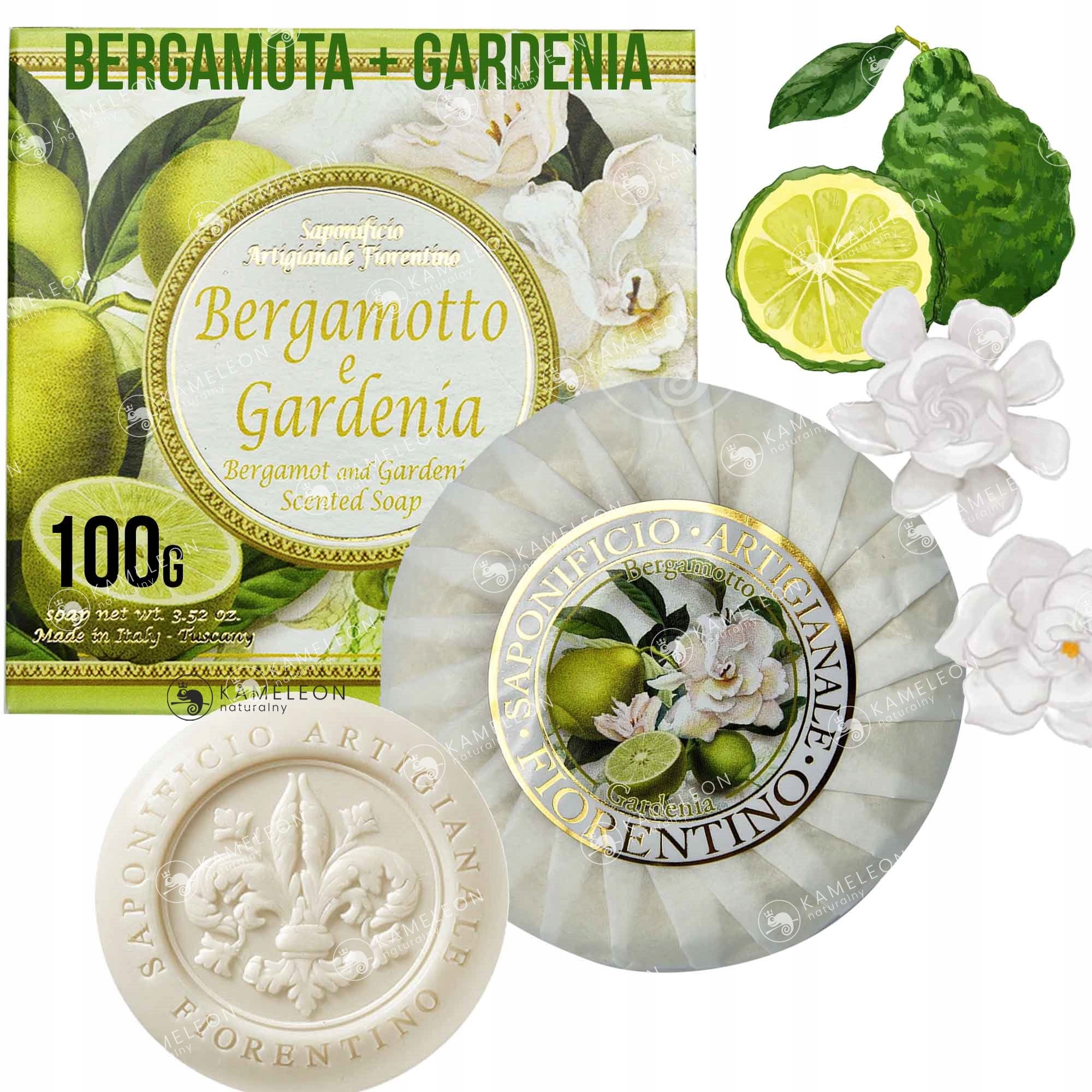 

naturalne Mydło Włoskie tłoczone Begamota Gardenia