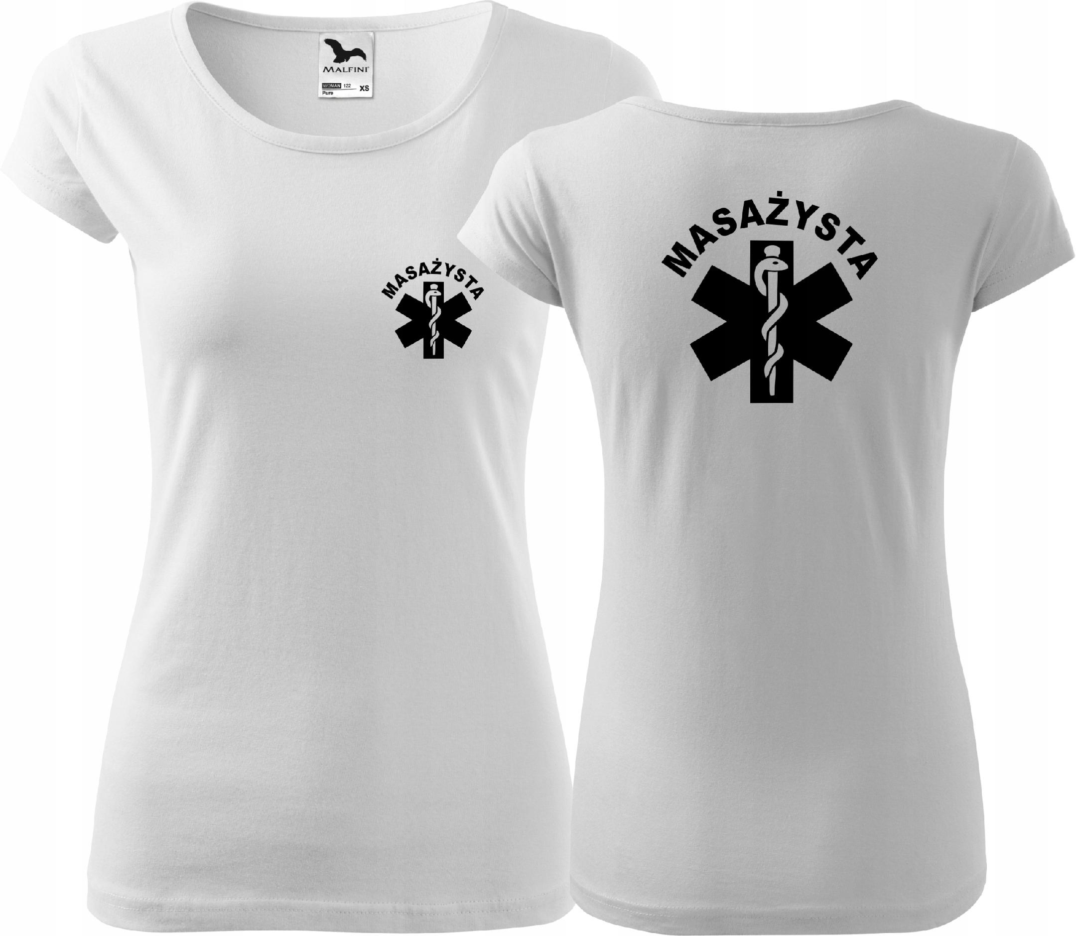 

Koszulka medyczna Pure z nadrukiem Masażysta r.M