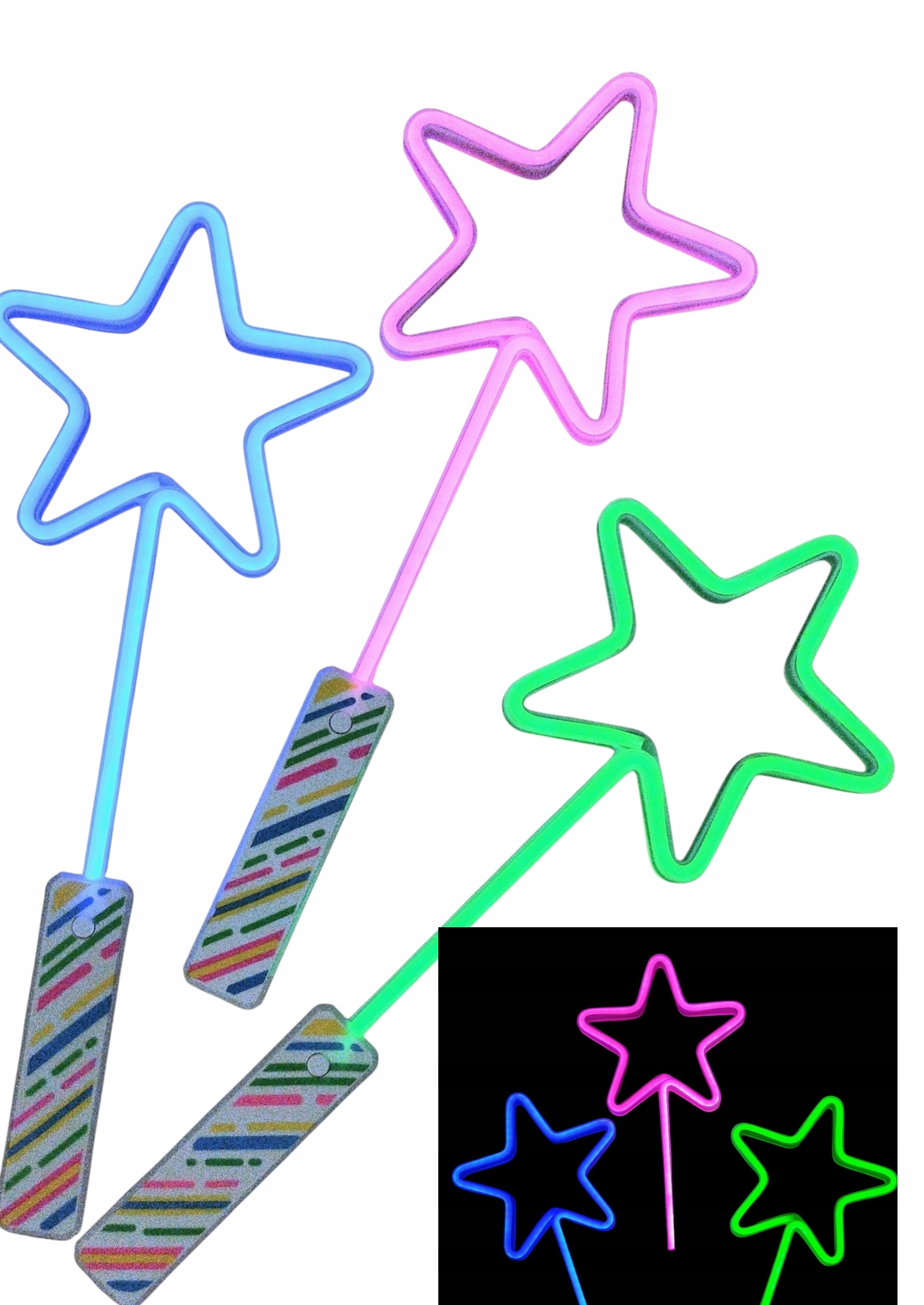 HIT! RÓŻDŻKA MAGICZNA GWIAZDA NEON LED 46CM GWIAZDKA ŚWIECĄCA E2121 EMAJ