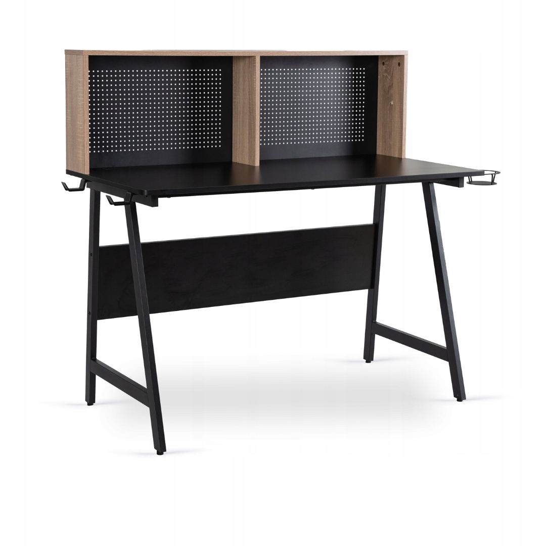Černý počítačový stůl Pro Mládež s nadstavbou Industriální Loft Ice