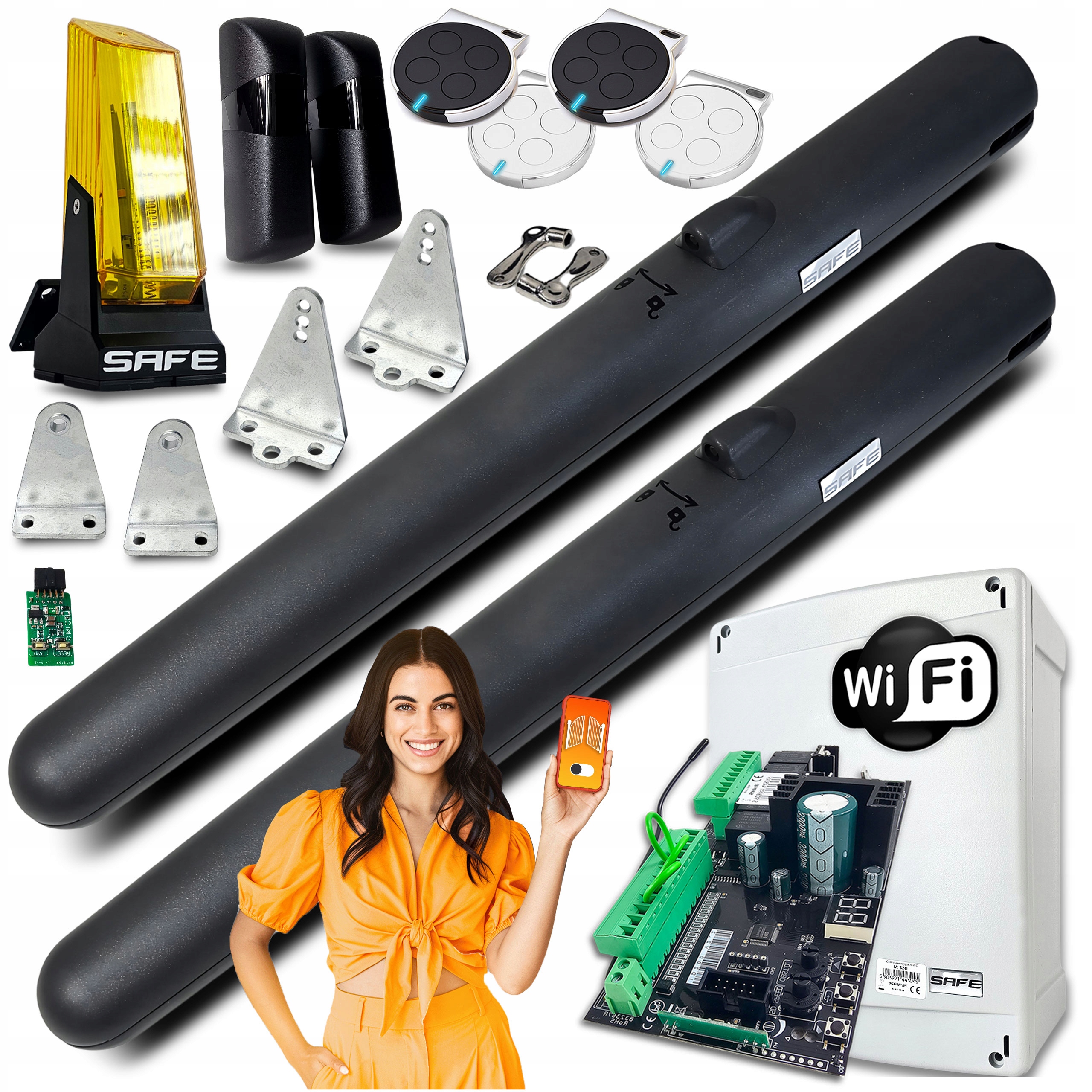 Pohon Pro Dvojkřídlovou Bránu Automat 4 ovladače sada lampa 5 m Wifi Tuya