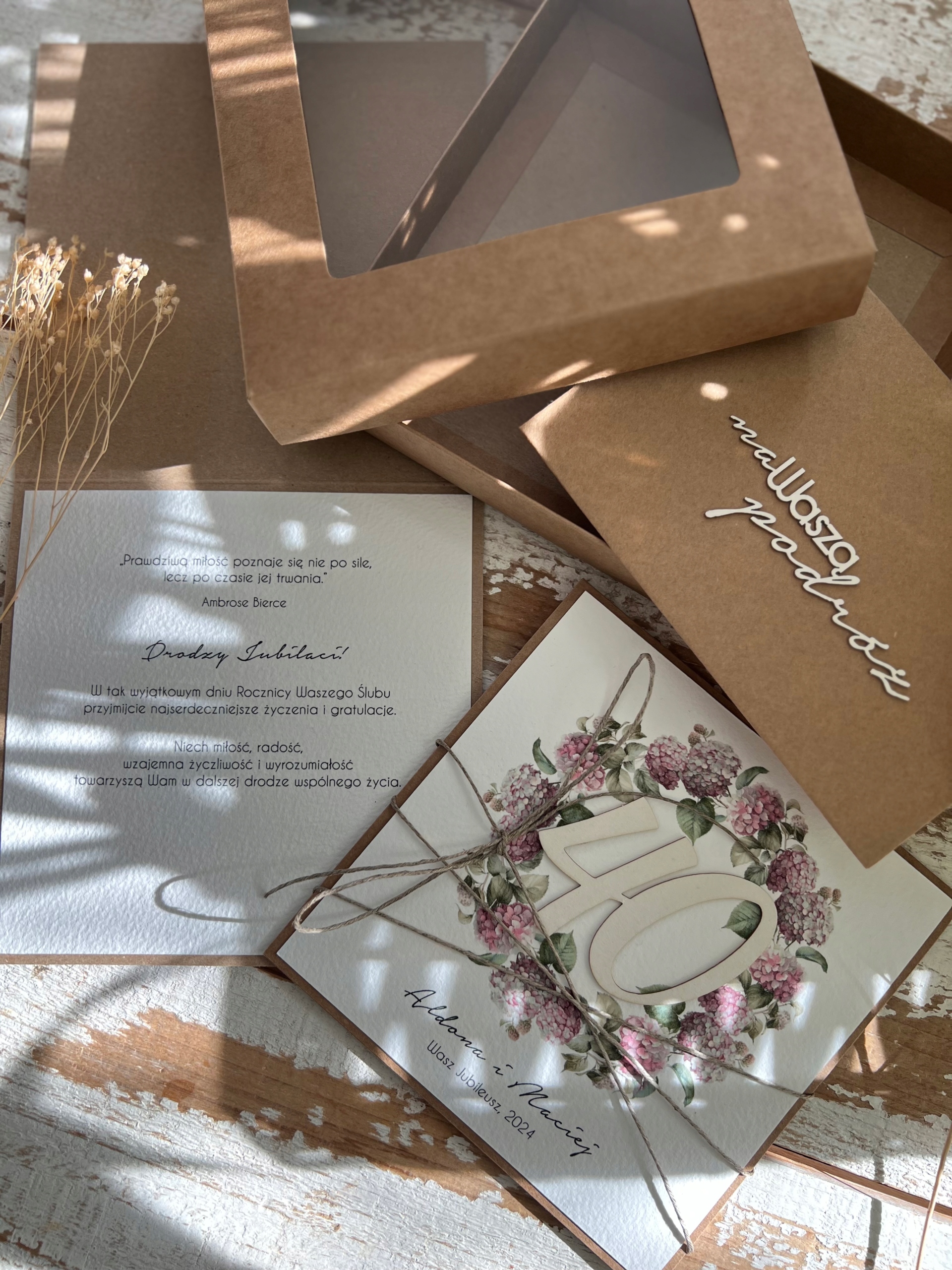 Ručně vyráběné přání s personalizací k 40. výročí svatby dárek
