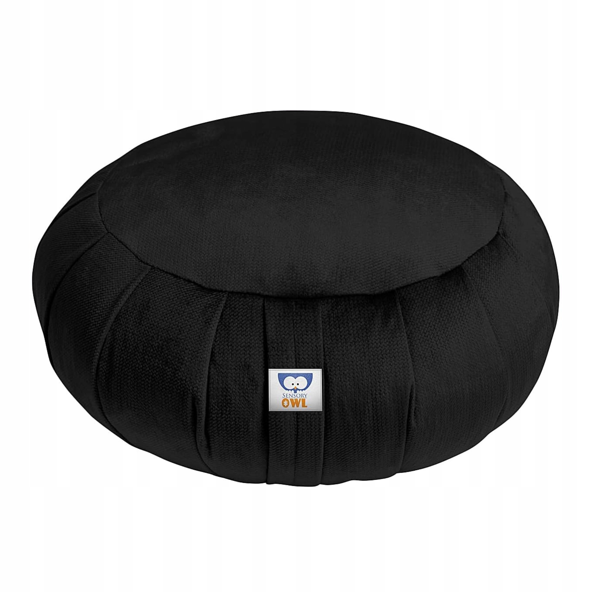 Polštář Zafu kulatý pro meditační jógu, cvičení, pohankové slupky, černý