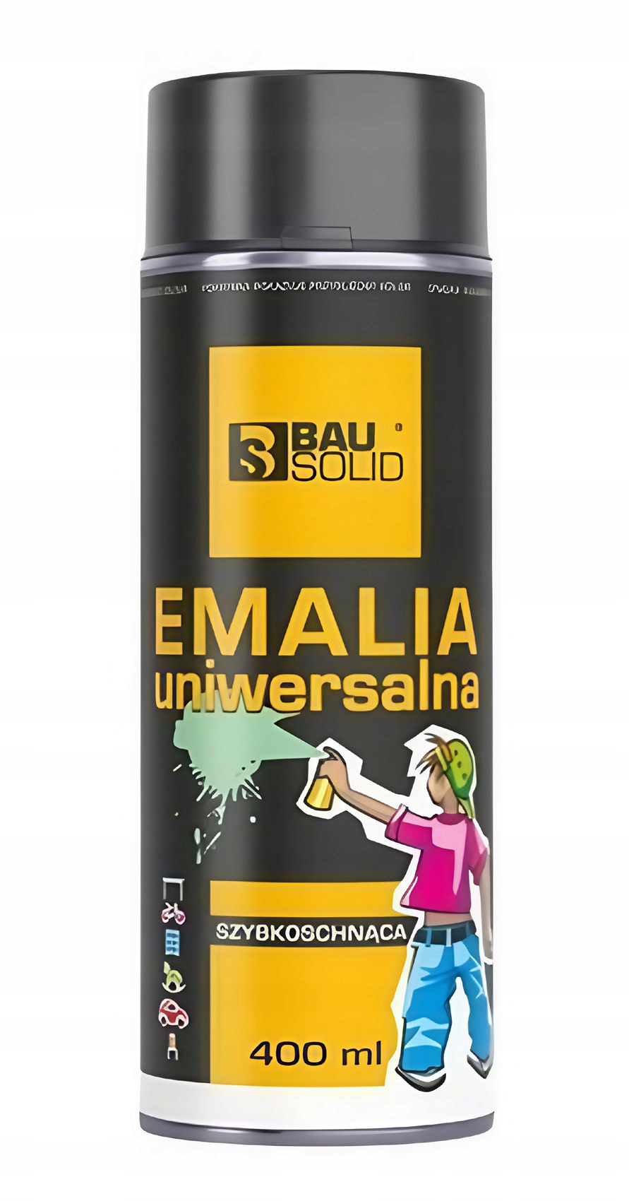 Farba lakier uniwersalny ral 9005 czarny matowy 400ml spray Bausolid