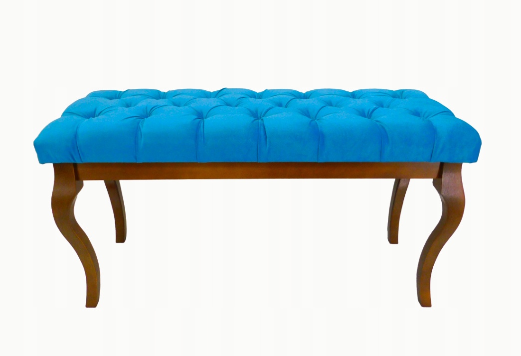 Čalúnená lavička tyrkysová velúrové drevo buk orech 105x40 cm H 55 cm