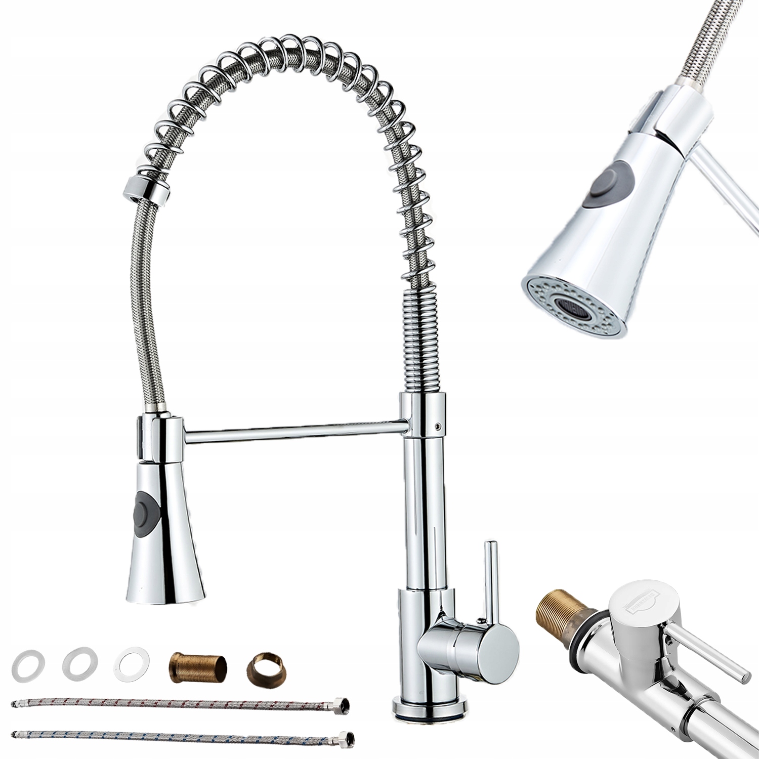 Bateria Kuchenna Pionowa Z Wysuwaną Sprężynową Głowicą I Elastyczną Wylewką