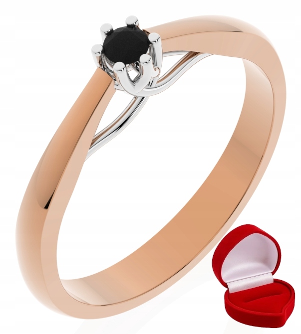 Zlatý Prstýnek 585 14k Brylant Č. 0,06 ct Růžové Zlato R25