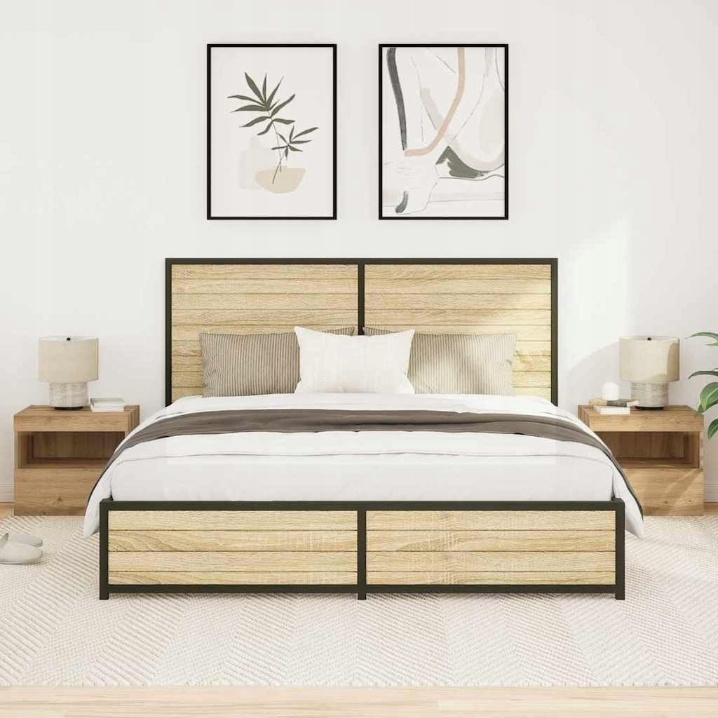 Nočné stolíky s Led lampami 2 ks Dub artisan 50x40x45 cm