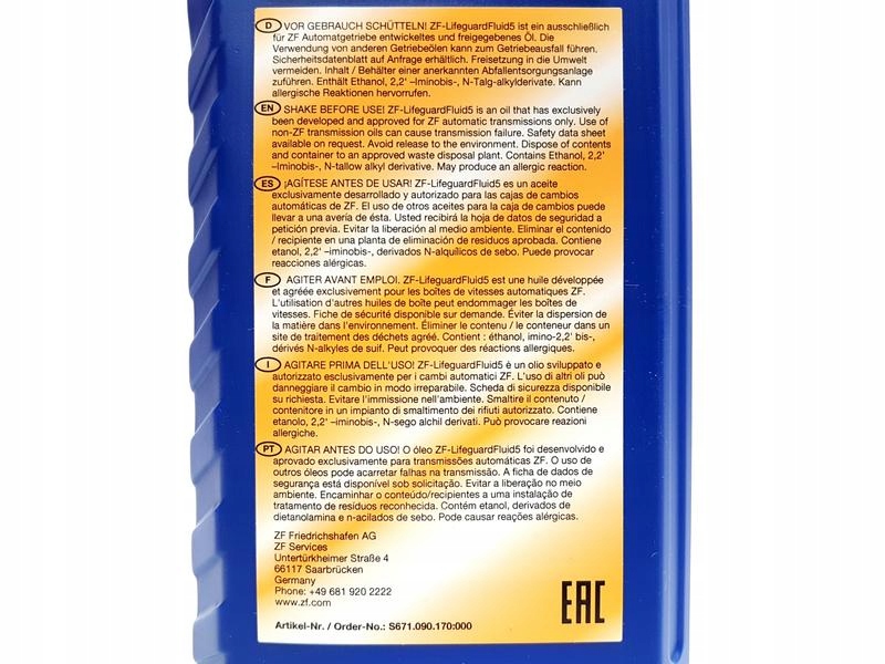 ZF ZESTAW FILTR OLEJ USZCZELKA 5HP24 Rodzaj skrzyni Automatyczna