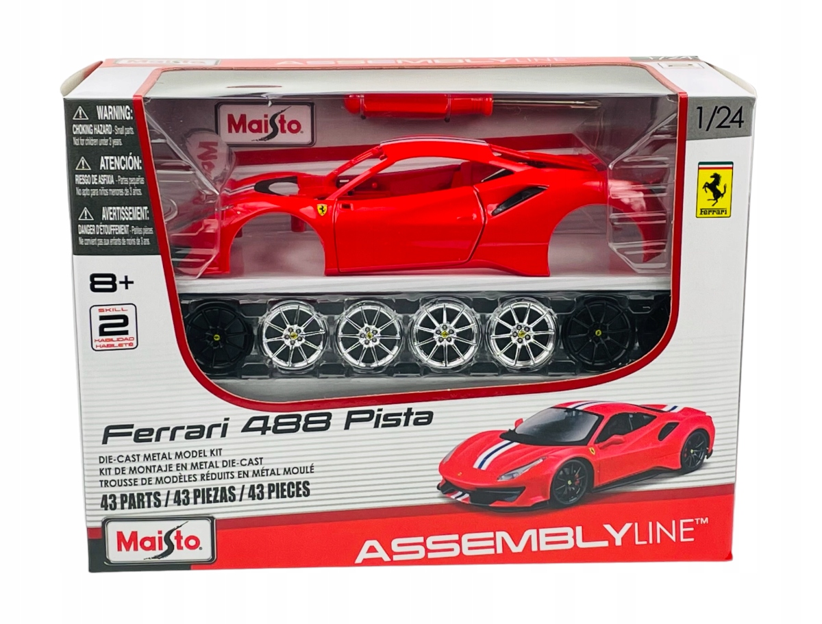 Maisto Ferrari 488 Pista Červená 1:24 Skládací Sada Nová 39135