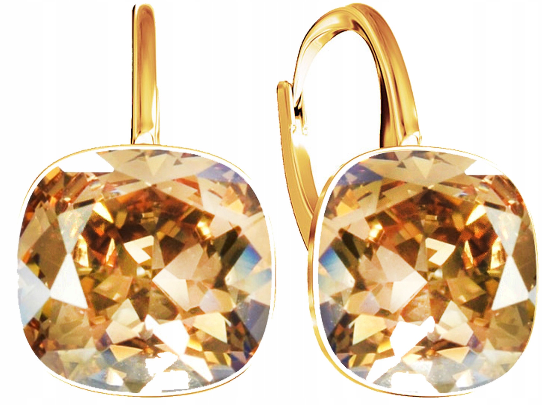 Damskie Złote Kolczyki Wiszące Srebro 925 na Dzień Mamy Kryształ