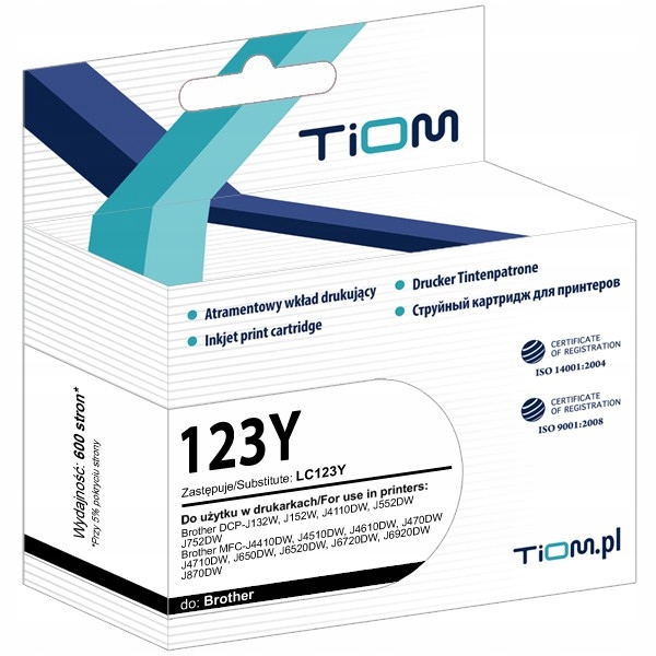

Tusz Tiom do Brother LC123 DCP-J132 Yellow