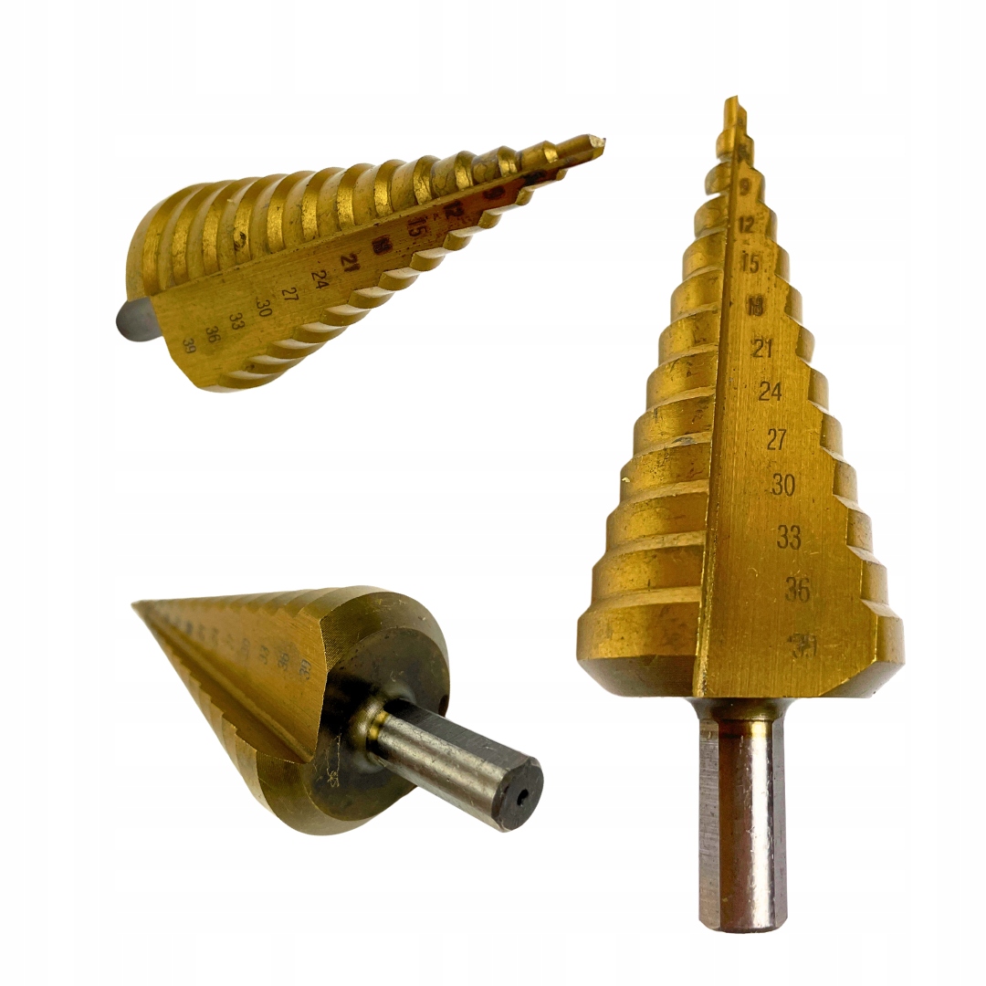 WIERTŁO STOŻKOWE STOPNIOWE DO METALU 4-39MM HSS TYTANOWANE STALI INOX