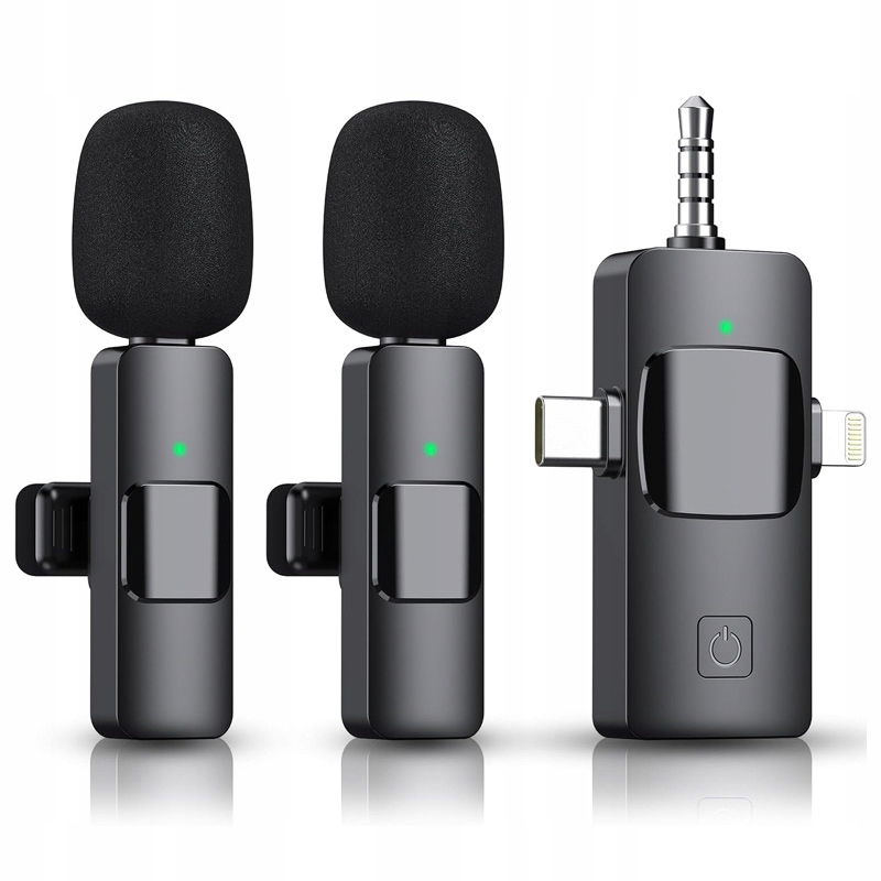 MIKROFON BEZPRZEWODOWY KRAWATOWY 2 MIKROFONY USB C APPLE ANDROID POWERBANK Kod producenta G66391C-1