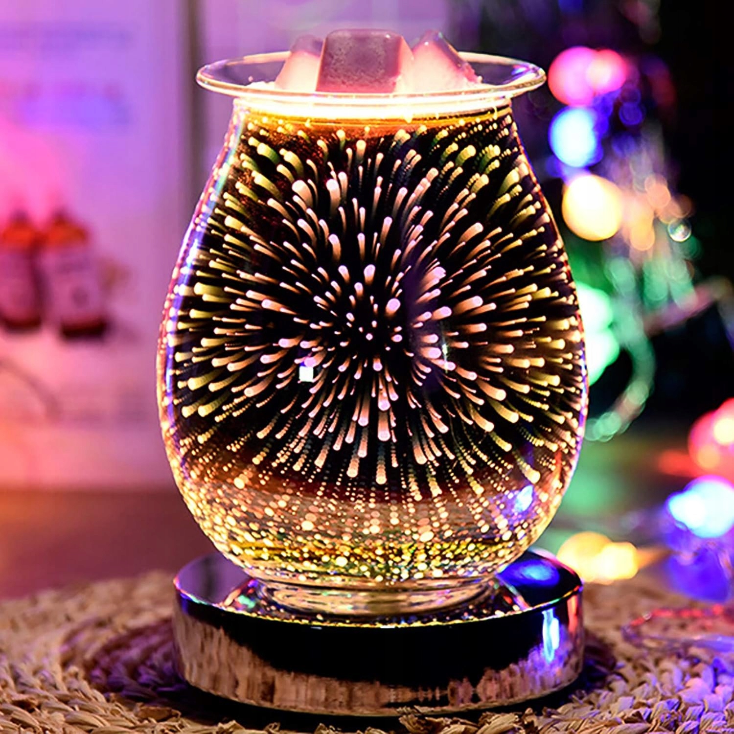 Lampa Aromaterapie 3D Ohňostroj Aromalampa Vosk Olej