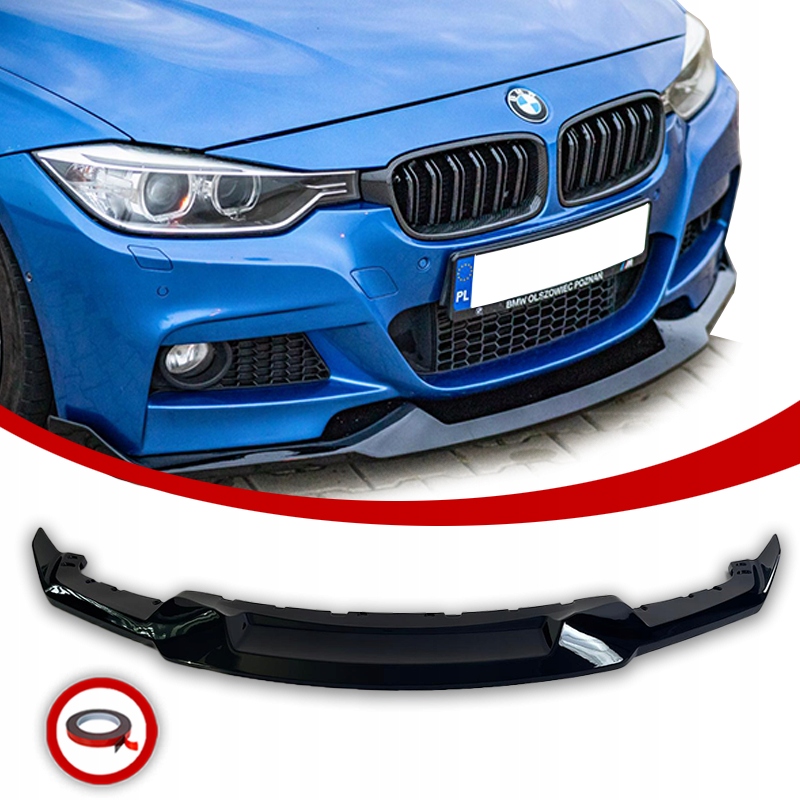 Bmw F30 F31 Přední Krytka Splitter Spoiler Mad Look Černý Lesk
