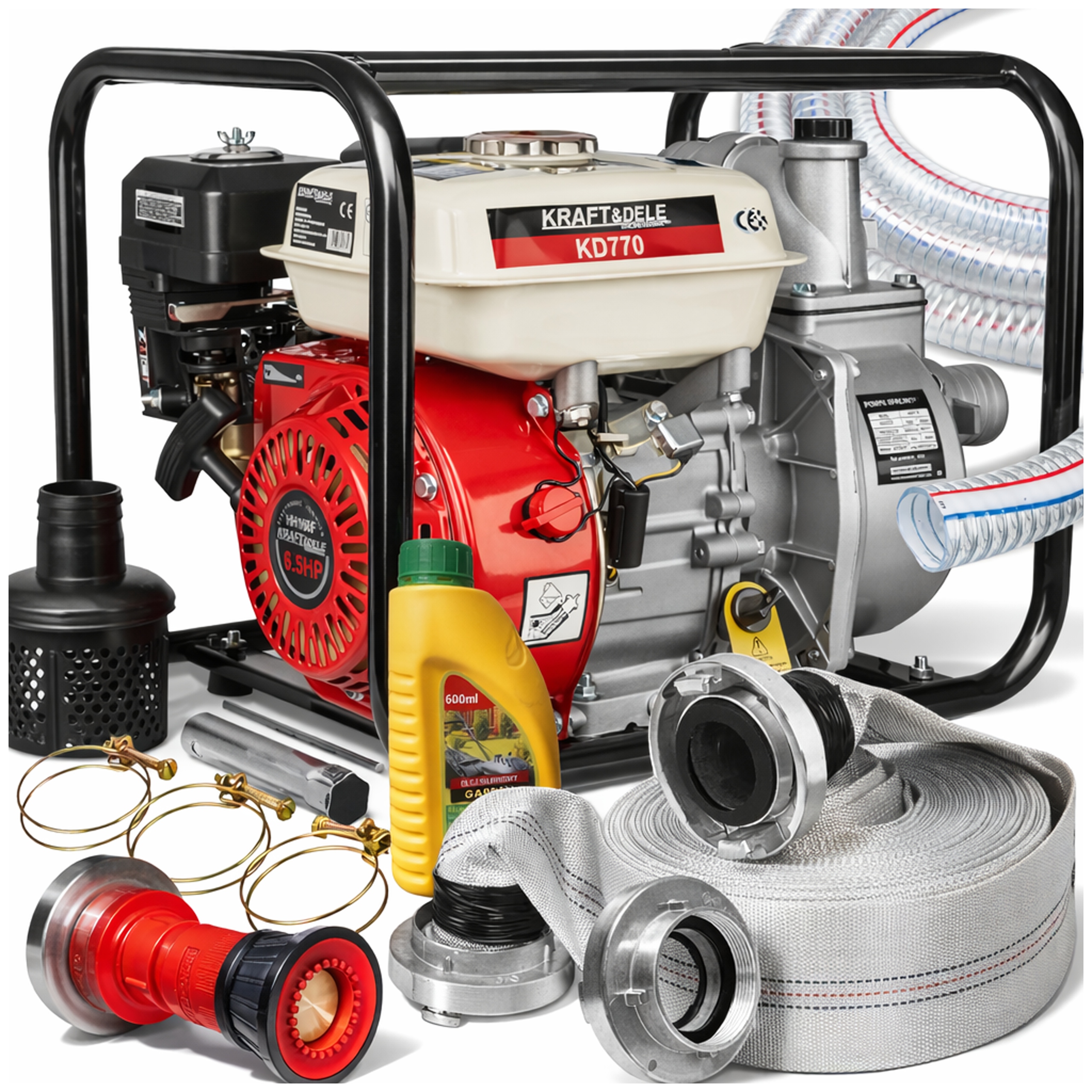 Pompa Wody Spalinowa Motopompa 2 Cale +węże+ Złącza+olej Zestaw Wydajna Moc