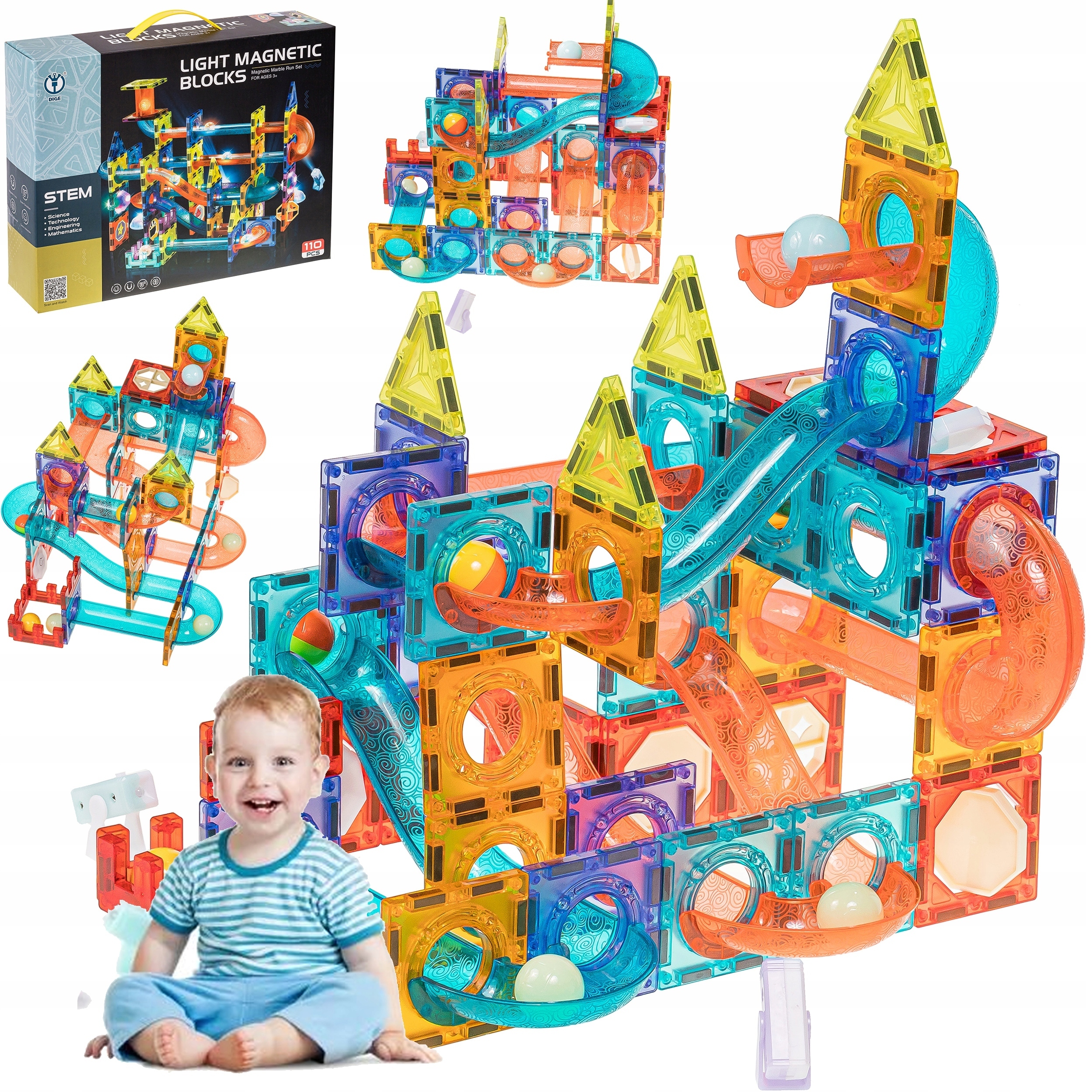 KLOCKI MAGNETYCZNE ŚWIĘCĄCE TOR KULKOWY KLOCKI KONSTRUKCYJNE KULODROM 110EL Kod producenta 5901801507789