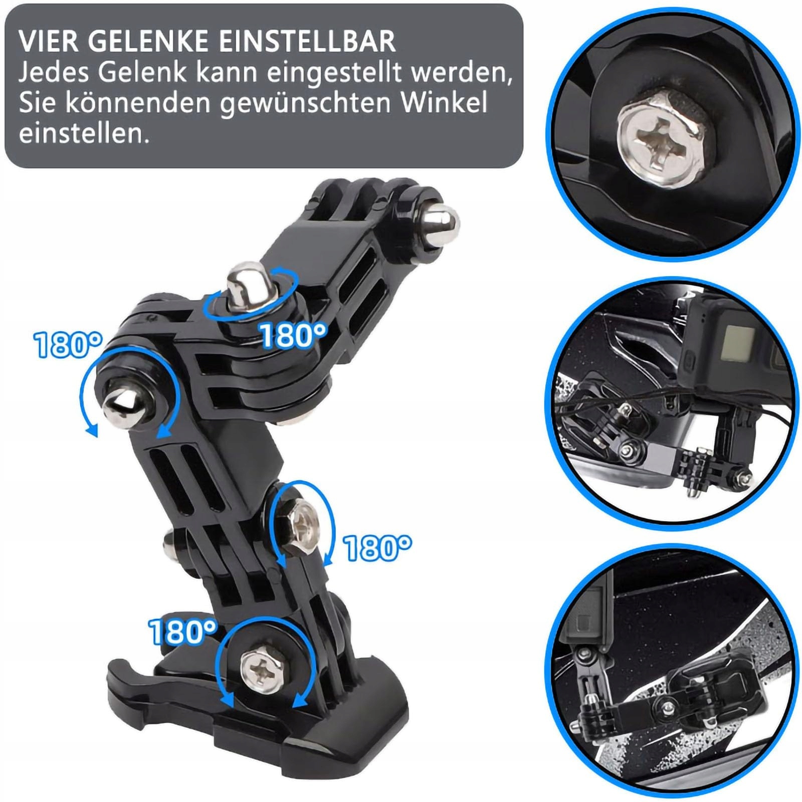 CLKE Uchwyt Na Kask Motocyklowy Do Kamer Sportowych Gopro I Innych — miniatura 4
