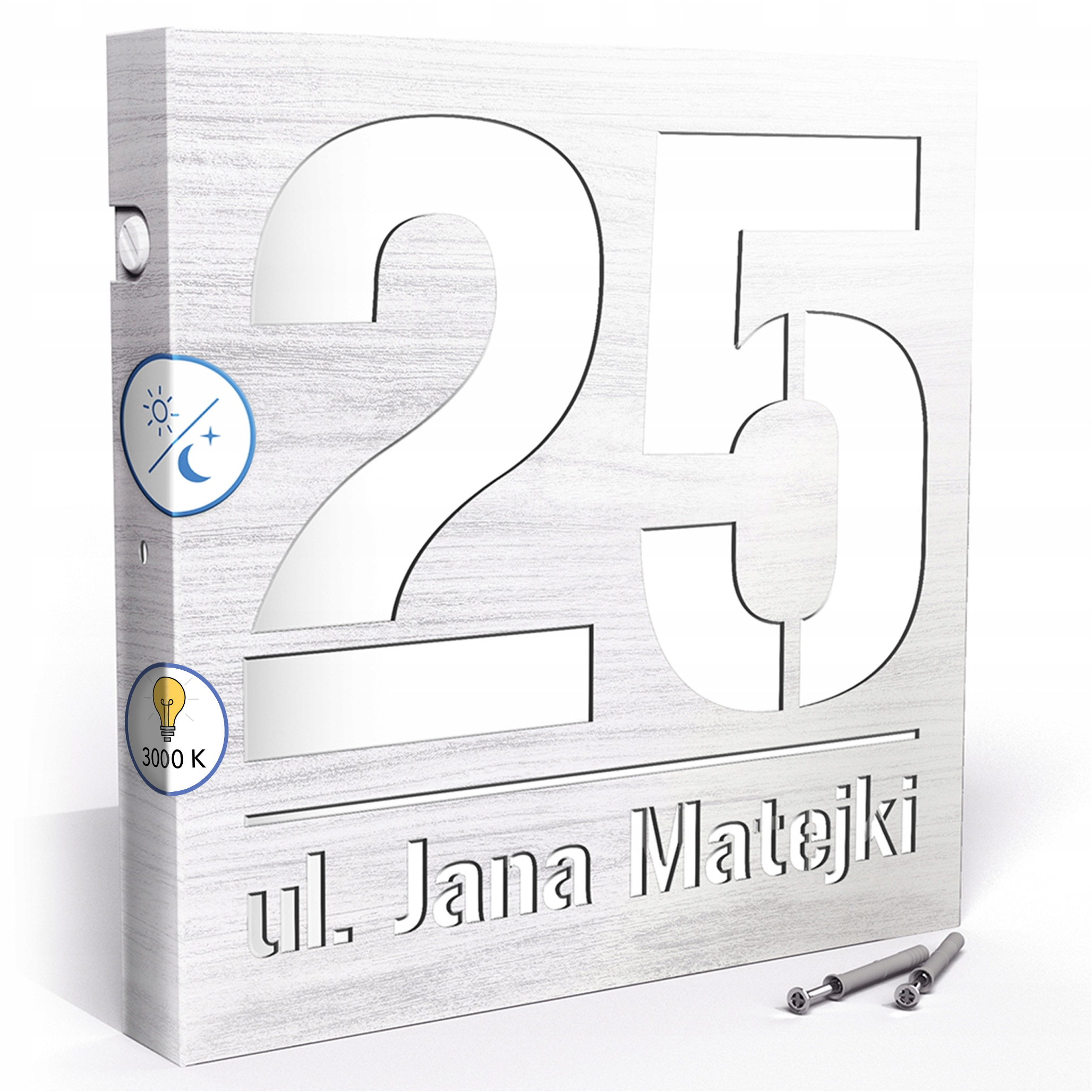 Led tabulka 3000k Snímač 30x30 cm Teplá barva Číslo na dům Číslo domu