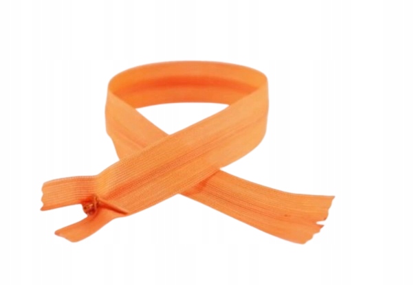 Zamek Suwak Nierozdzielczy Kryty Koronka 20cm Pomarańczowy