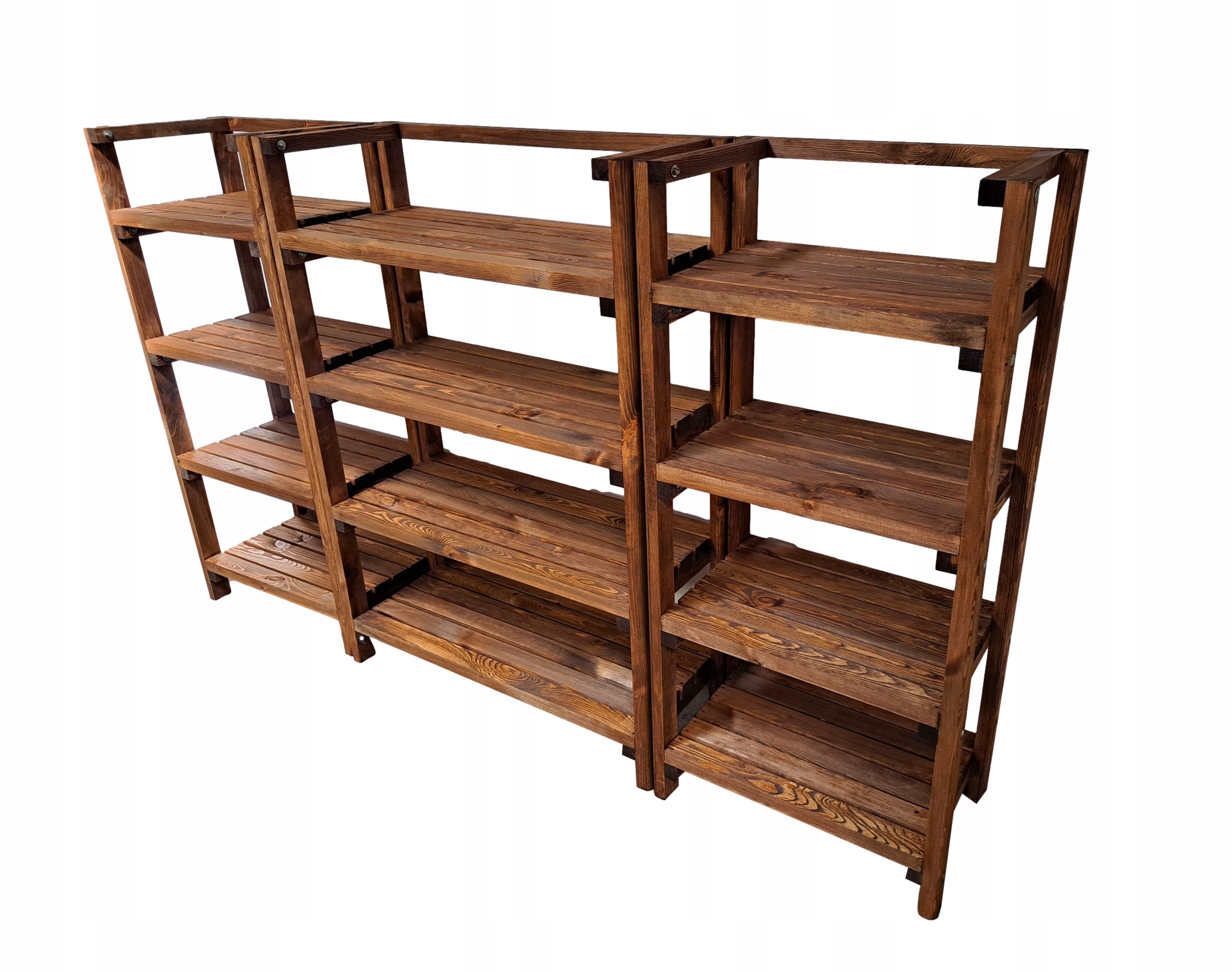 Drevená, pevná sada regálov 196/35/160 Tek 2 boxy na ovocie