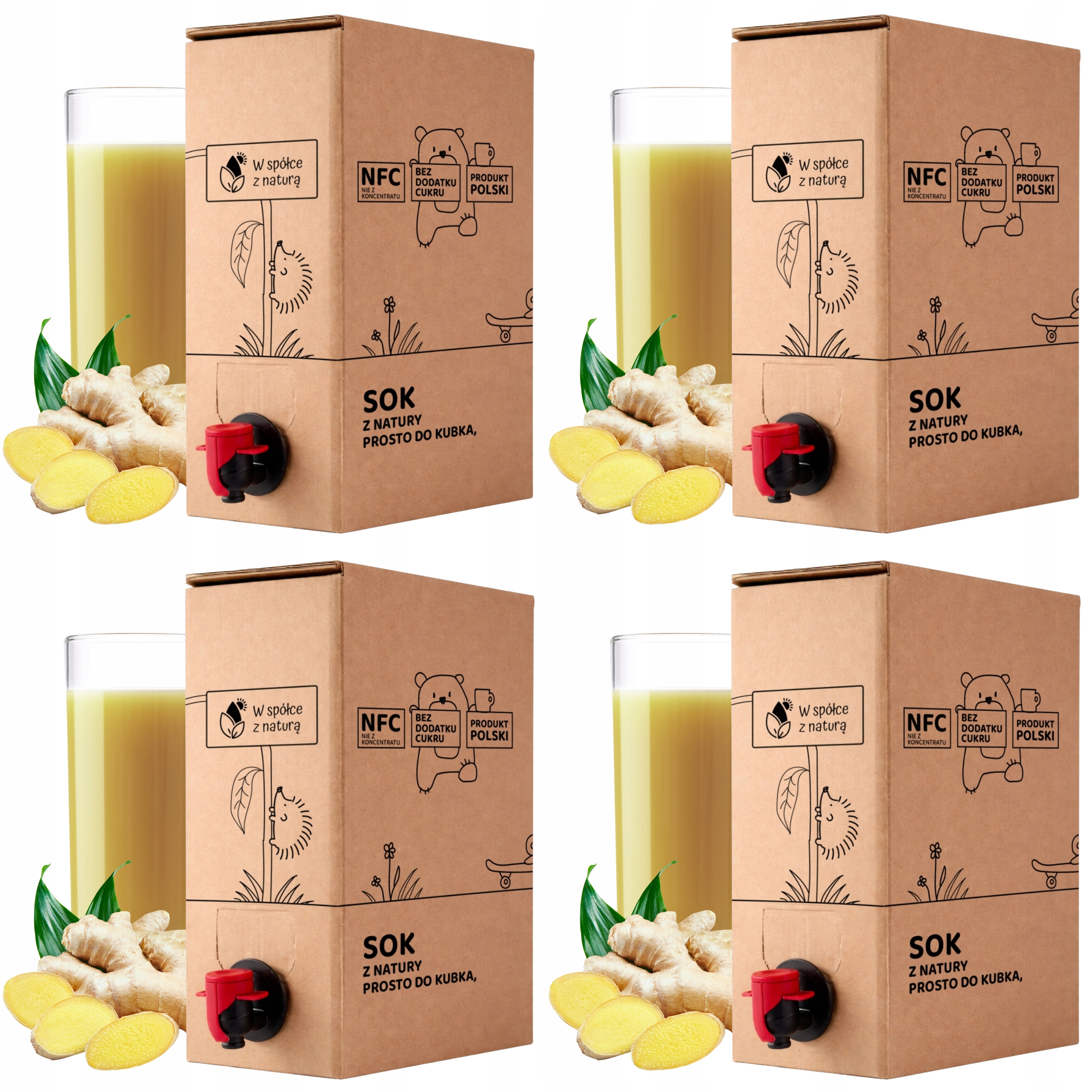Sok Imbirowy Tłoczony 2L Sok z Imbiru Nfc Imbir 100% Bez Dodatków zestaw