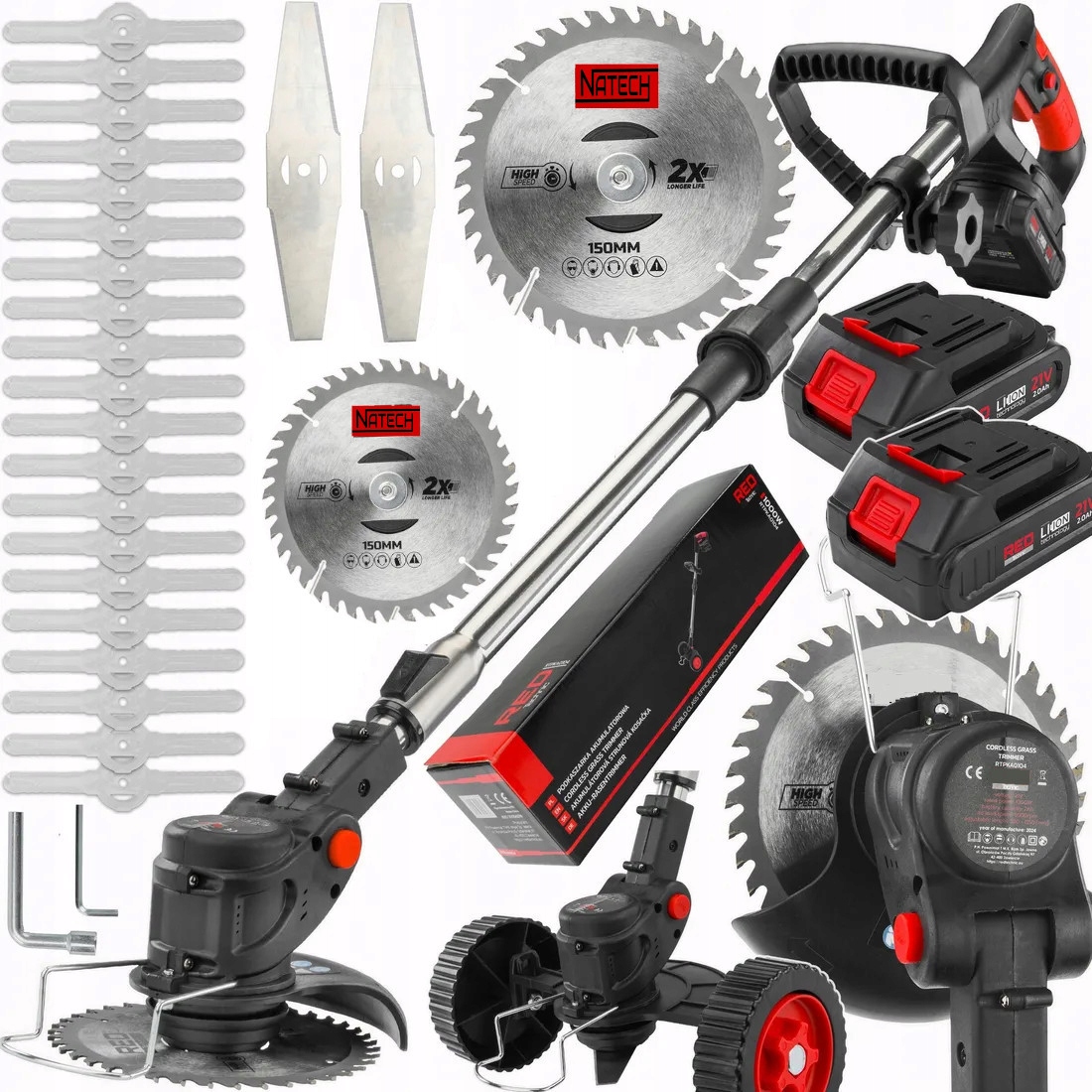 Podkaszarka Akumulatorowa Kosa Ogrodowa Wykaszarka Do Trawy 2xAKU Zestaw