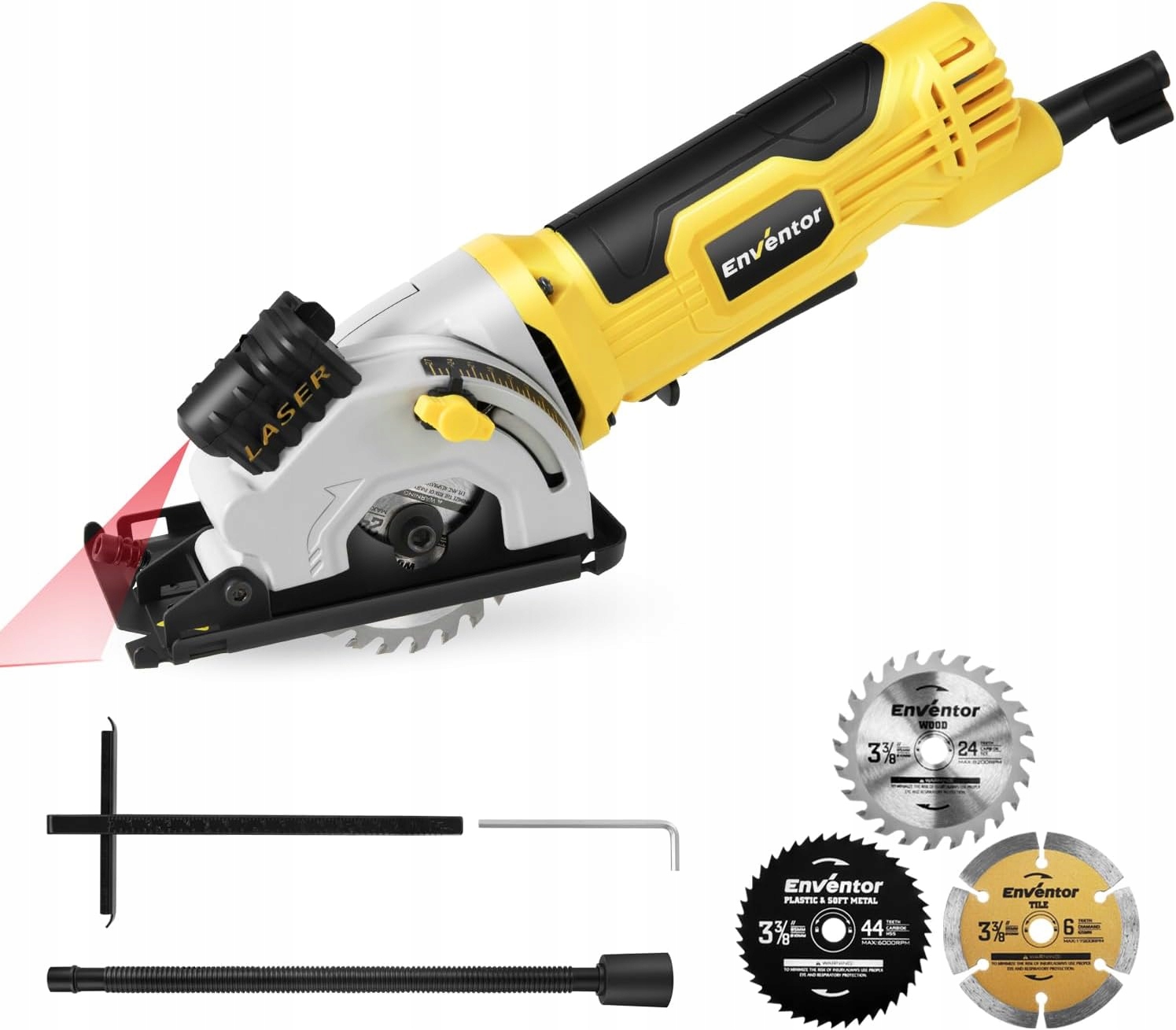 Mini pilarka tarczowa 580W z prowadnicą laserową 3 ostrza