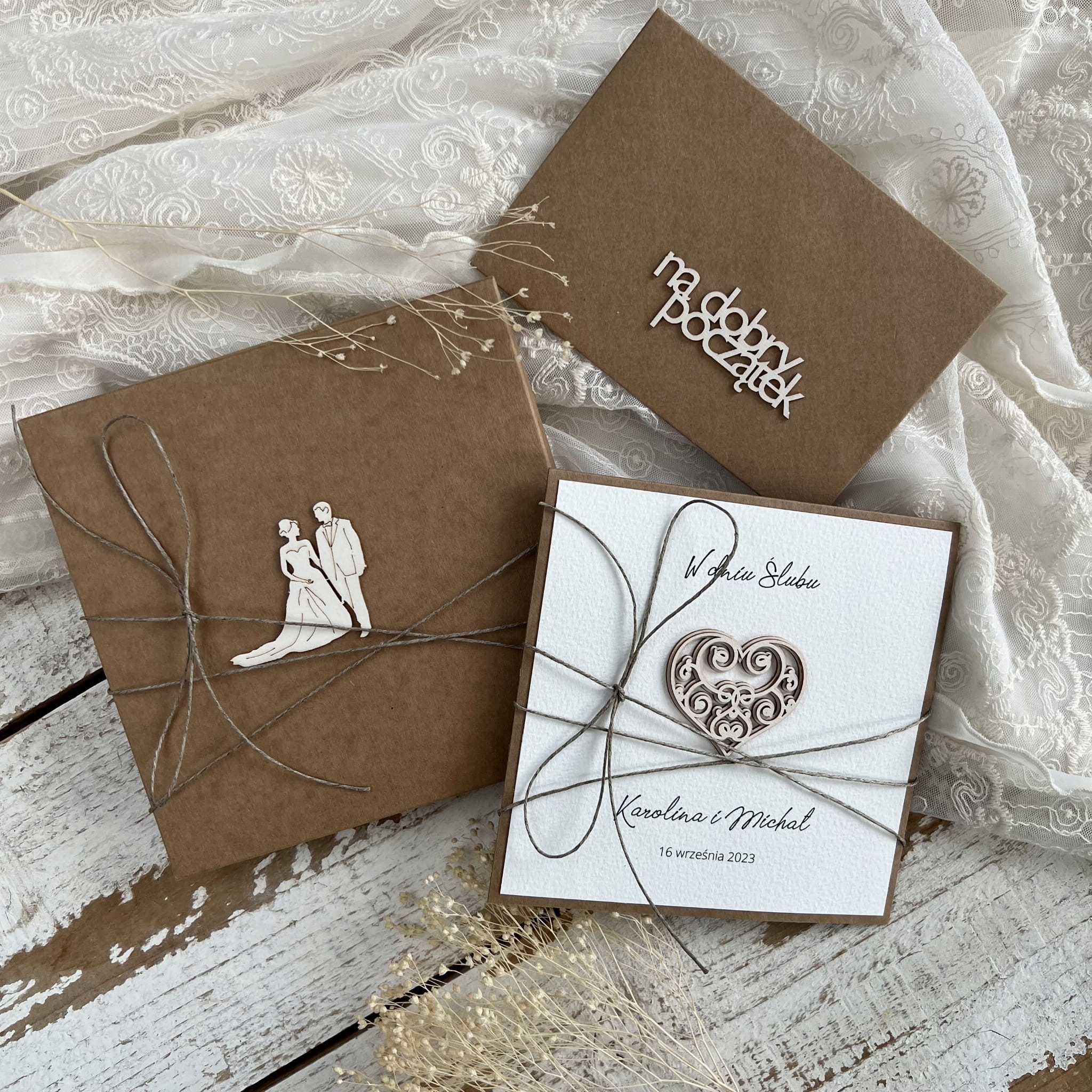 Rustikální svatební přání s personalizací svatba boho