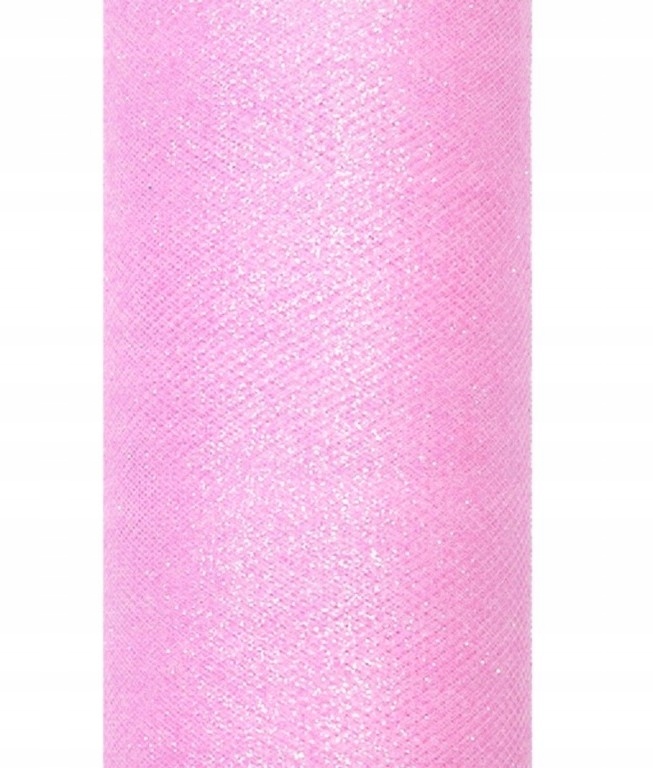 

Tiul glittery dekoracyjny brokatowy jasny różowy