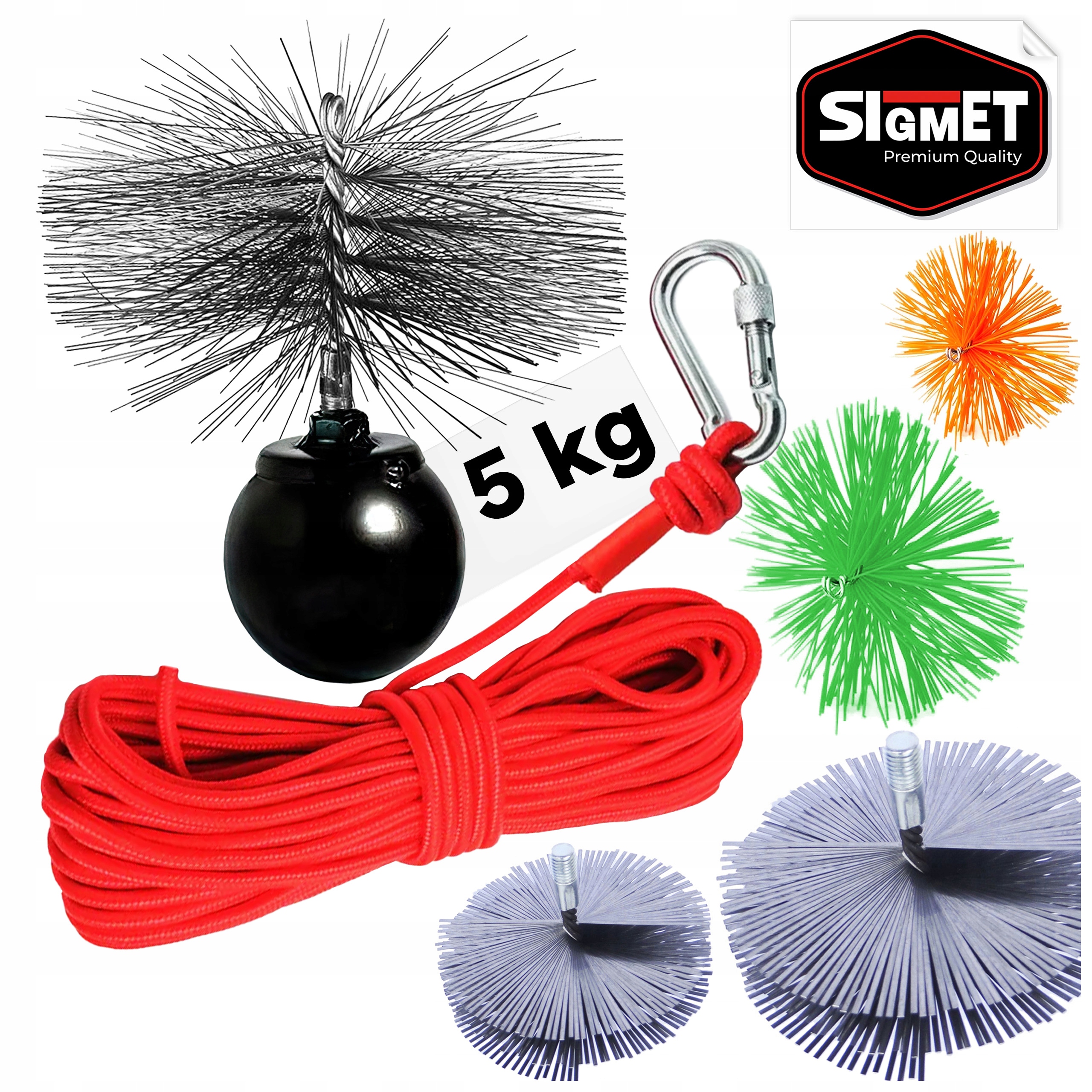 Sada Na Čištění Komína Vytěrák Lano Koule 5 Kg