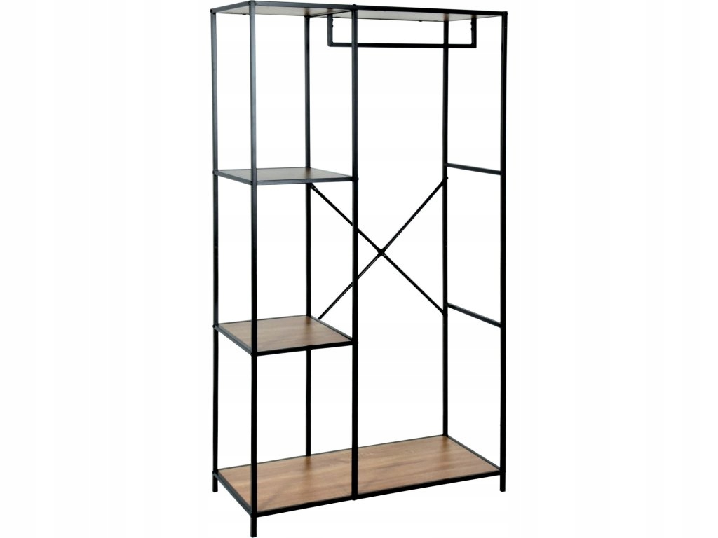 Kovový regál so 4 policami z Mdf, 90 x 40 x 167 cm