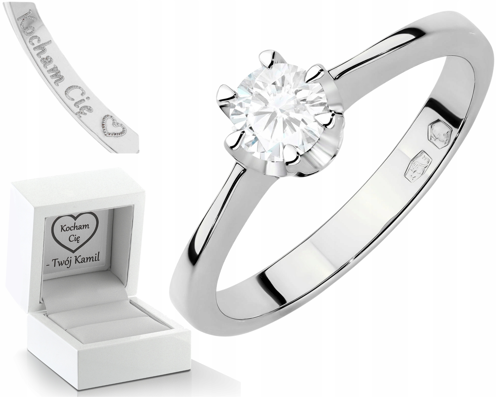 Bílé Zlato Prstýnek S Laboratorním Diamantem 585 Dárek